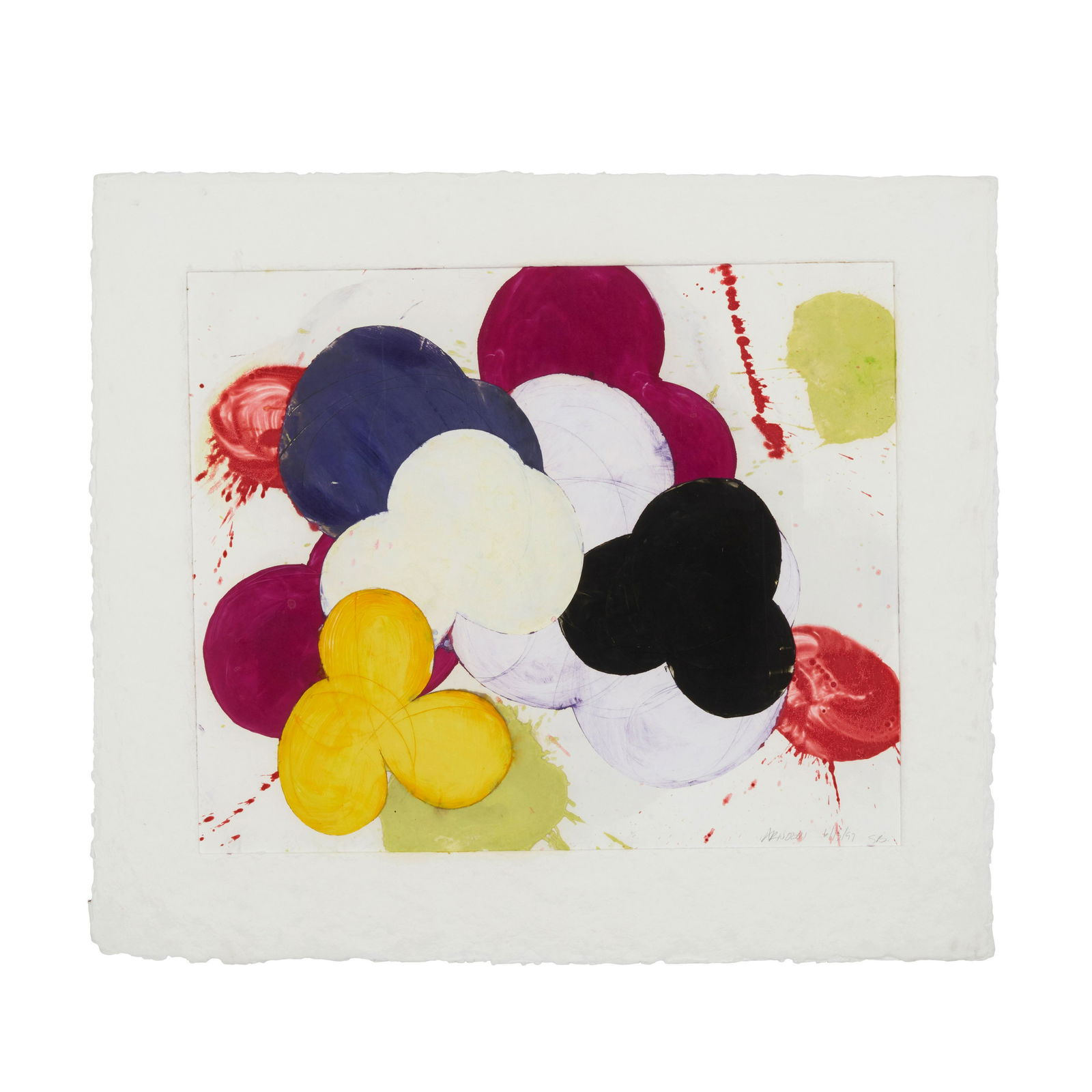 Charles Arnoldi (born 1946); Untitled (MP-10; MP-14); (2): Charles Arnoldi (born 1946) Untitled (MP-10; MP-14), 1997 Monotypes in colors on heavy handmade paper, each signed in pencil, dated and annotated 'SB' recto, each annotated 'CA RT 97 MP 10' and 'CA RT