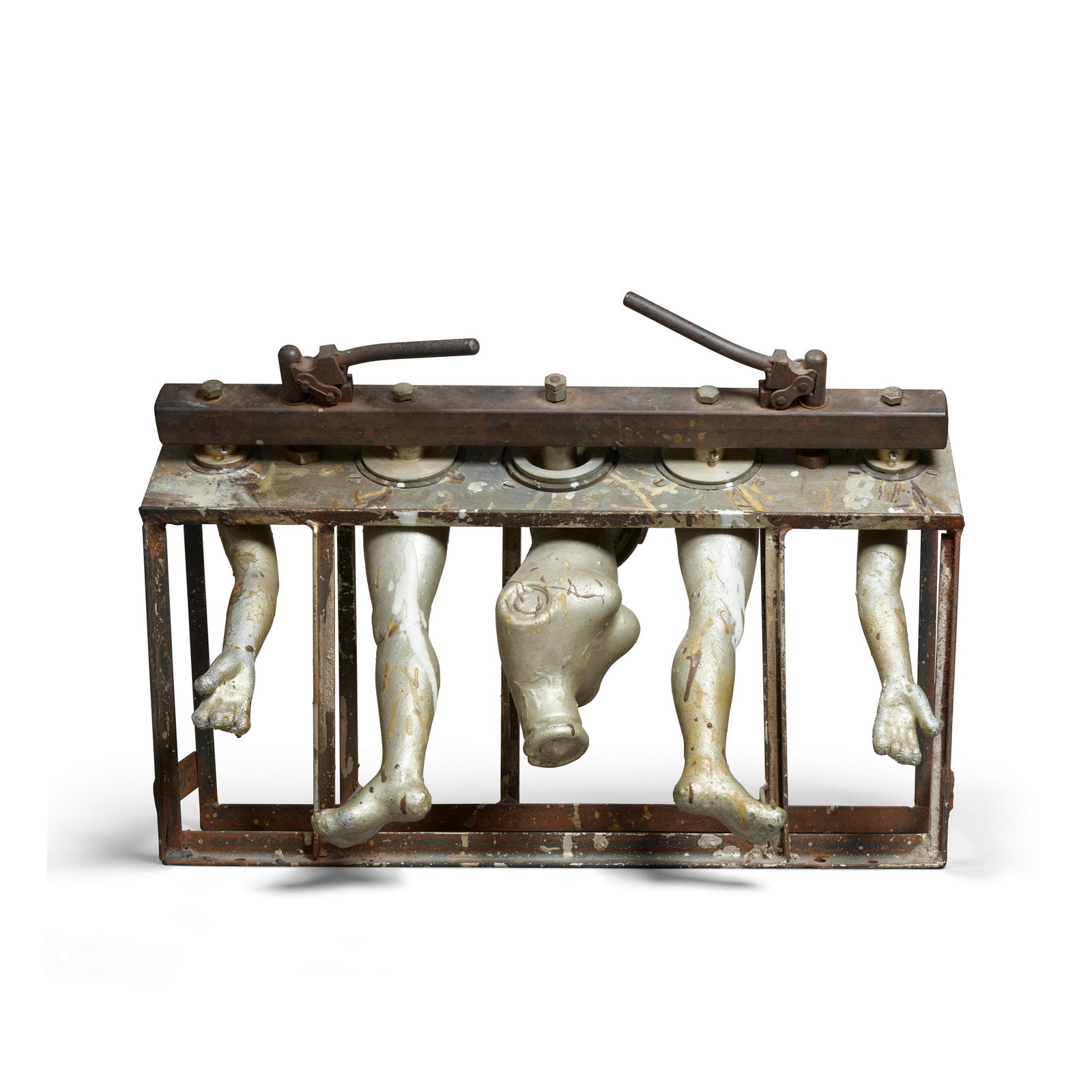 A CAST IRON DOLL MOLD OF VARIOUS BODY PARTS early 20th centuryheight 15in (38cm); length 22in (5... (1 of 2)