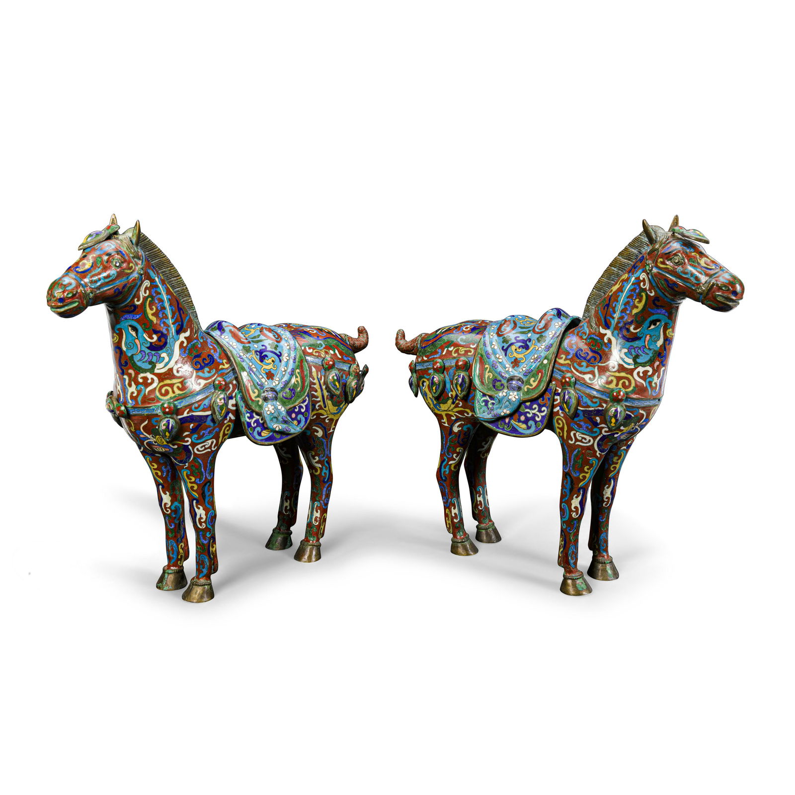 A PAIR OF CHINESE CLOISONNÉ  FIGURES OF HORSES20th century (1 of 1)