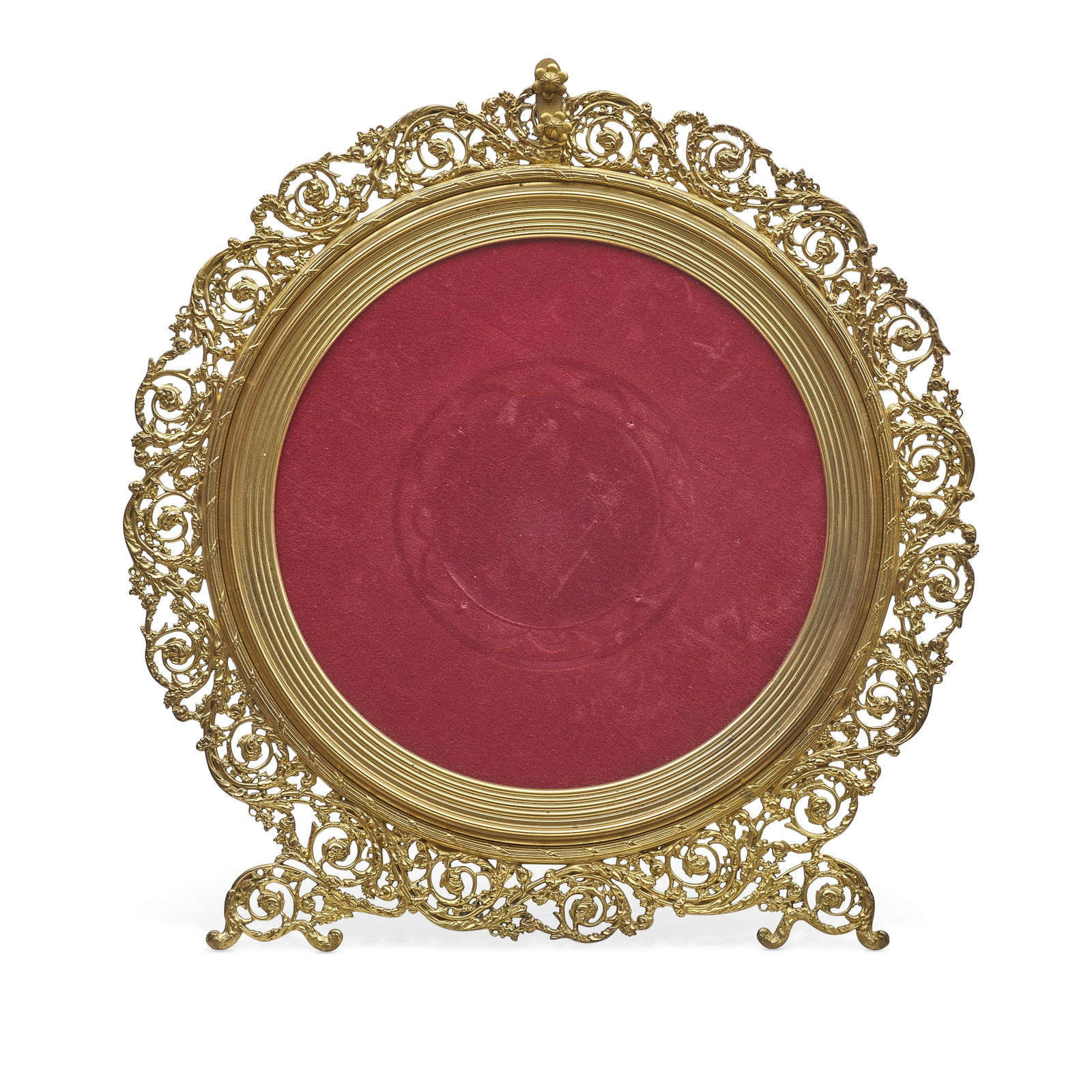 A RENAISSANCE REVIVAL STYLE GILT BRONZE CIRCULAR FRAME (1 of 1)