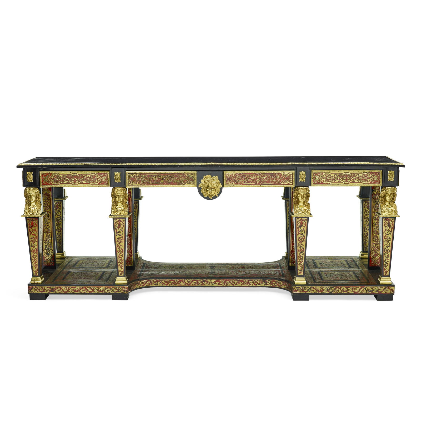 A NAPOLEON III GILT BRONZE MOUNTED AND BOULLE STYLE DECORATED CONSOLE TABLEThird quarter 19th ce... (1 of 1)