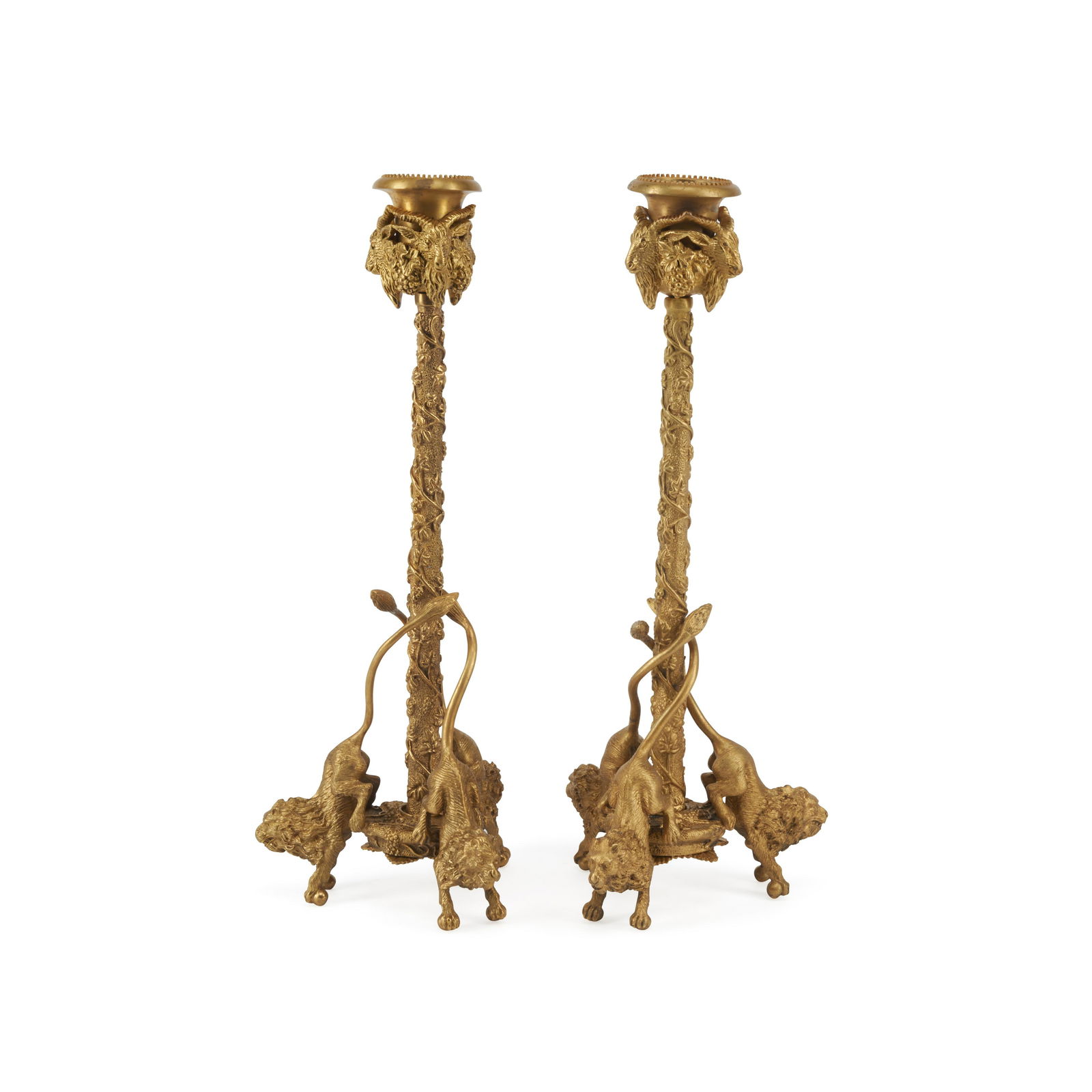 A PAIR OF NEOCLASSICAL STYLE GILT BRONZE CANDLESTICKS (1 of 1)