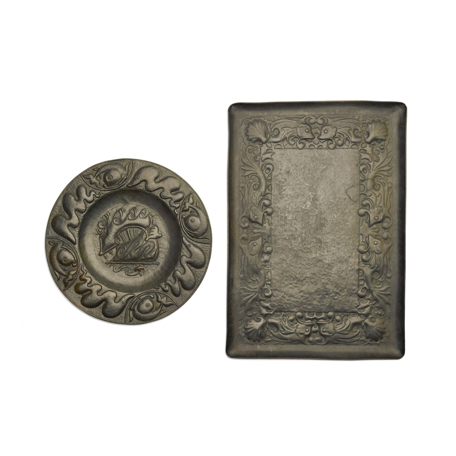 AN ENGLISH PATINATED REPOUSSÉ COPPER CHARGERJohn Pearson (1859-1930), 1898 (1 of 1)