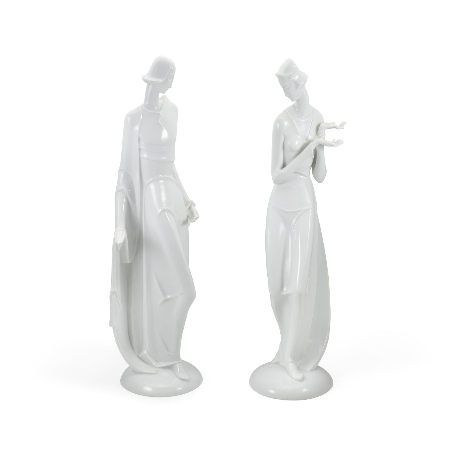 A PAIR OF ROSENTHAL BLANC DE CHINE PORCELAIN FIGURES: PRINCE AND PRINCESS Modeled by Gerhard Sch... (1 of 1)