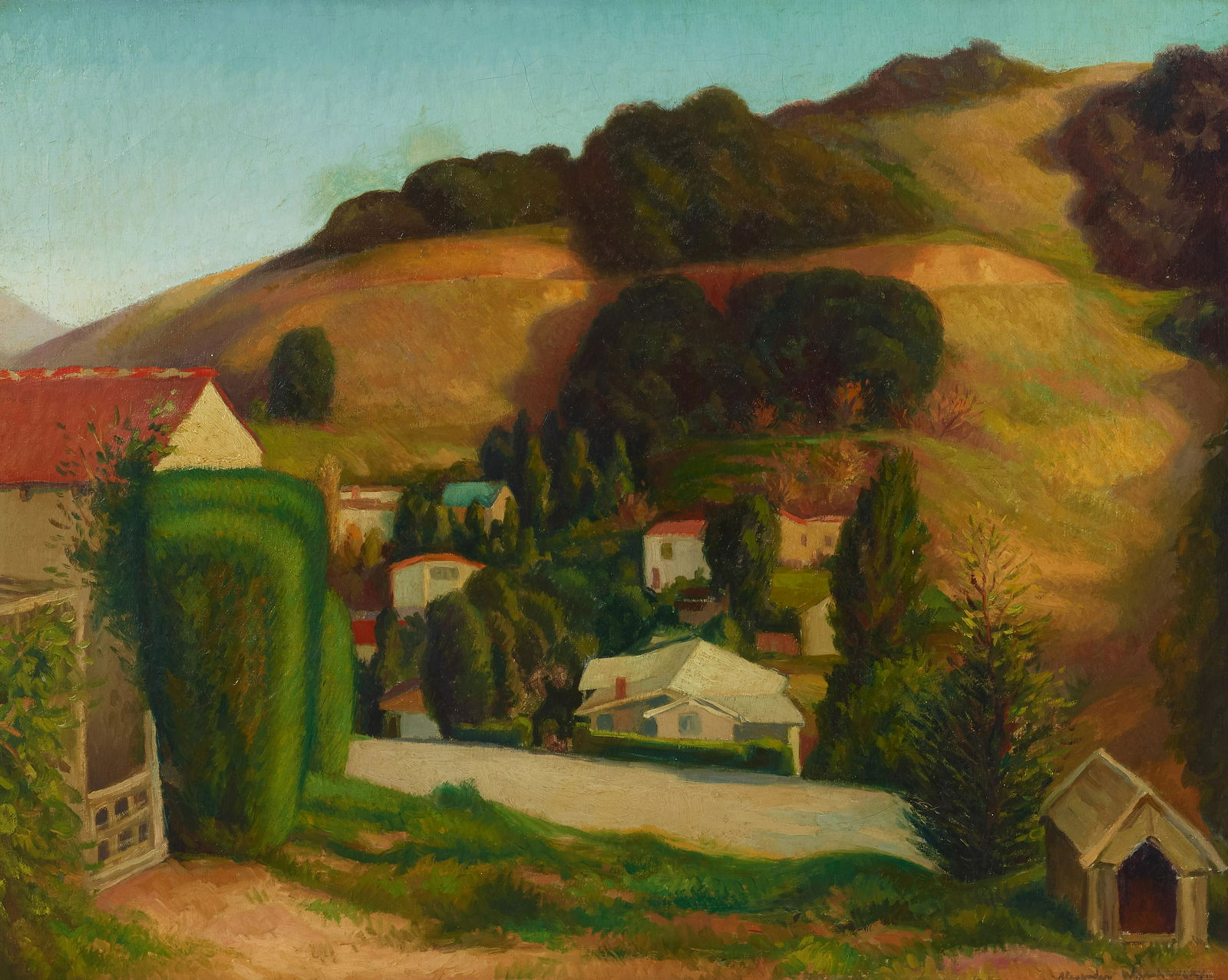 Alexander Warshawsky (1887-1945) Hollywood Hills 24 x 30 in. framed 33 x 38 3/4 in. (1 of 2)