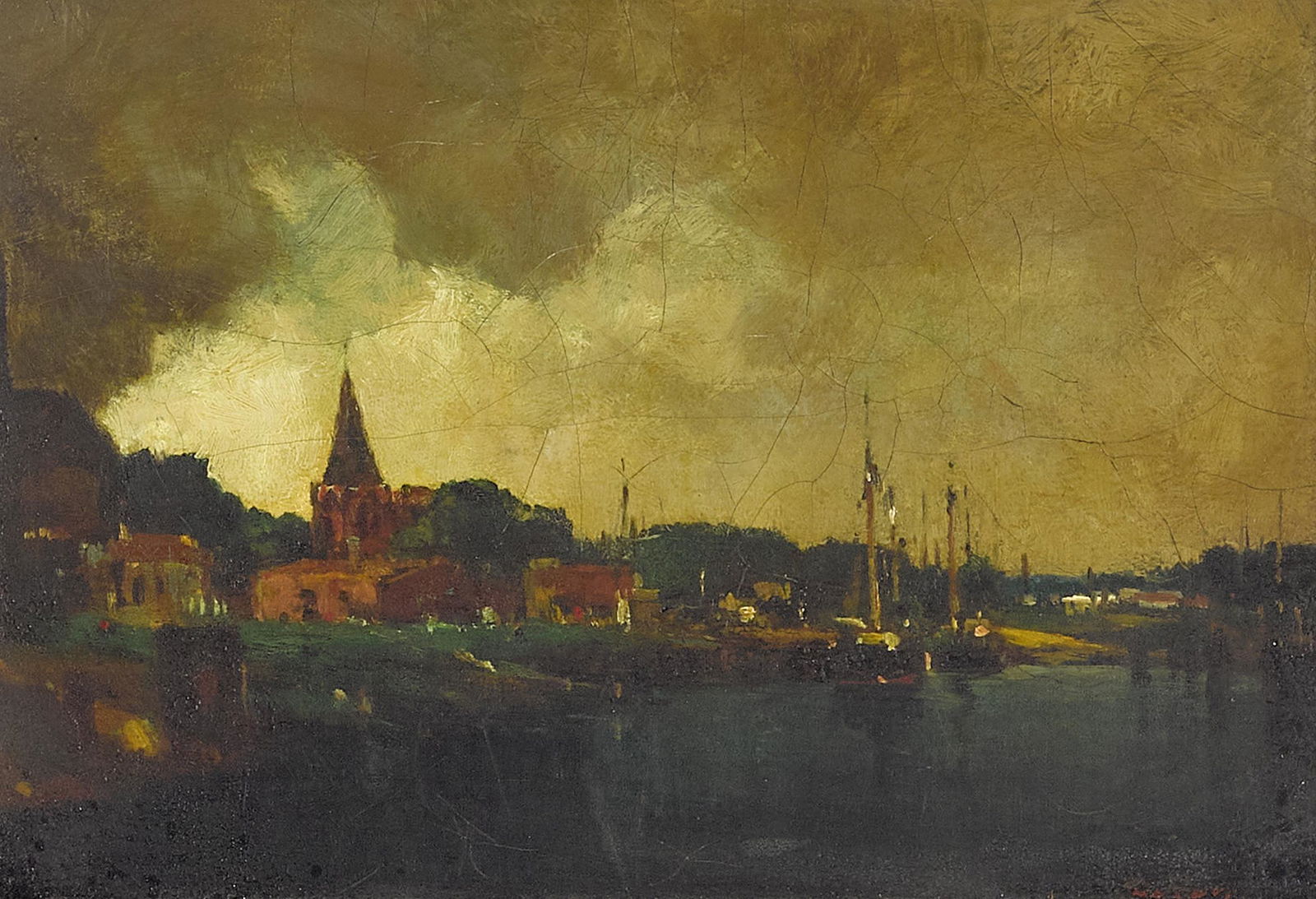 Will Sparks (1862-1937) Coastal Harbor 9 1/8 x 13 in. framed 13 x 17 in. (1 of 2)