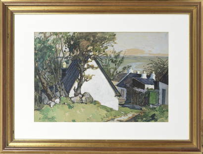 Ernest Archibald Taylor Cottages by the sea: Ernest Archibald TaylorCottages by the seaWatercolour and gouache51.5 x 33.5 cmsFramed.Signed bottom left 'E. A. Taylor'.