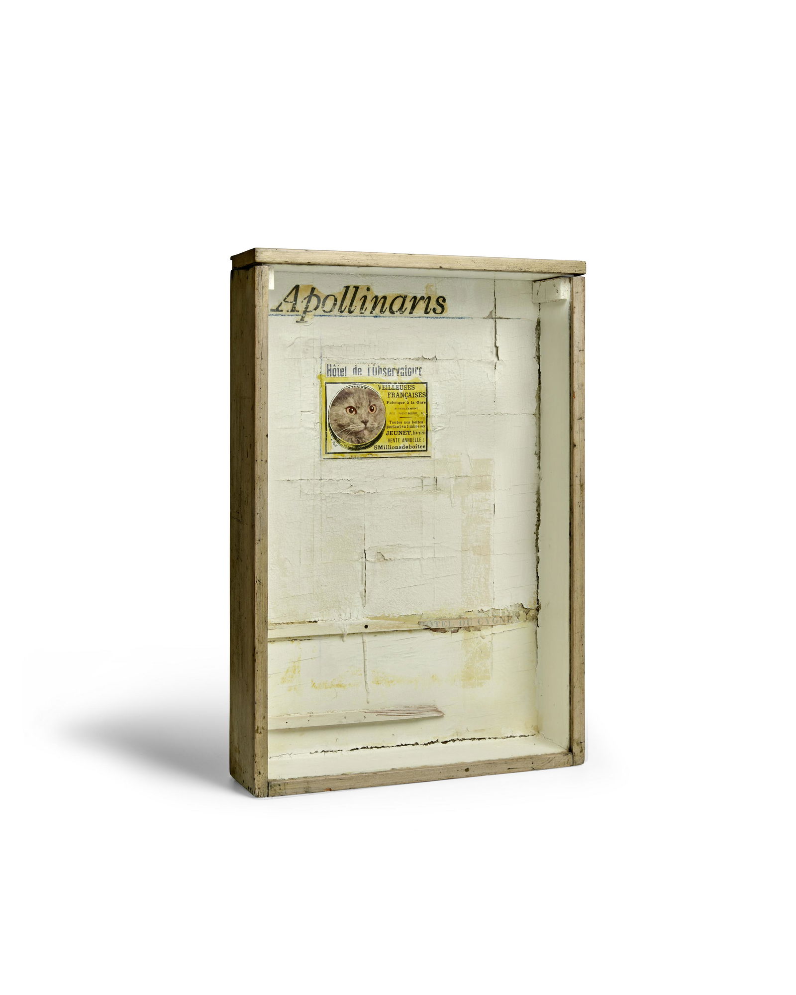 JOSEPH CORNELL (1903-1972) Apollinaris Hôtel de l'Observatoire, circa 1952: JOSEPH CORNELL (1903-1972) Apollinaris Hôtel de l'Observatoire, circa 1952 signed and inscribed 'French Underground World War II. Joseph Cornell' (on the reverse) mixed media box construction 18