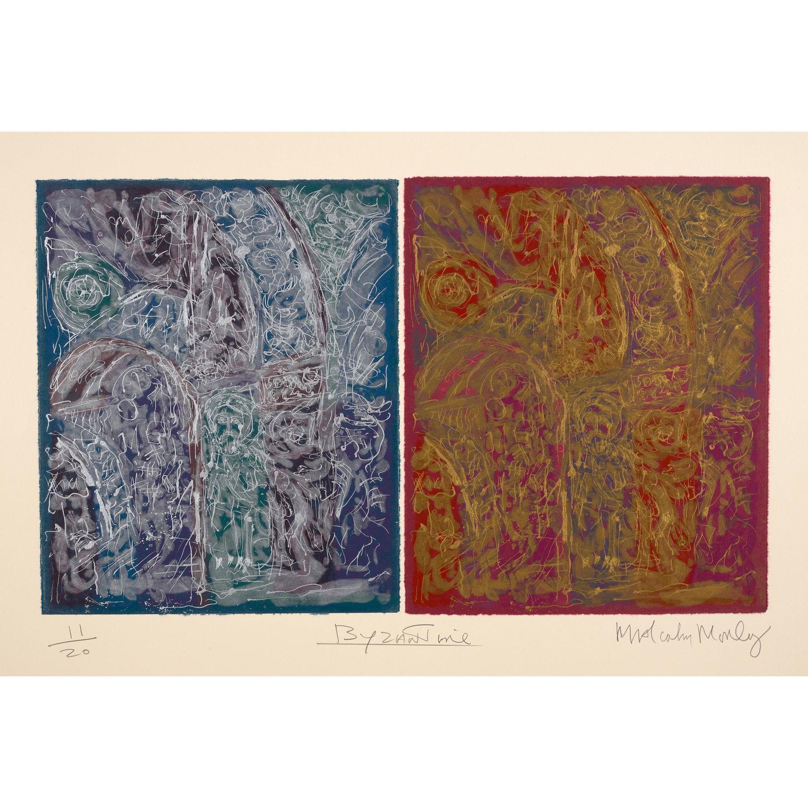 Malcolm Morley (1931-2018); Byzantine;: Malcolm Morley (1931-2018) Byzantine, 1985 Etching and aquatint in colors on wove paper, signed in pencil, titled and numbered 11/20, with full margins. 18 3/8 x 30 5/8in (46.7 x 77.8cm) sheet 30 1/8