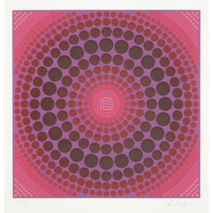 Victor Vasarely (1906-1997); Koeroek, from Moyen Atta;: Victor Vasarely (1906-1997) Koeroek, from Moyen Atta (Benavides 372), 1983 Screenprint in colors on wove paper, signed in pencil and numbered 179/250, published by Editions George Fall, Paris, printed