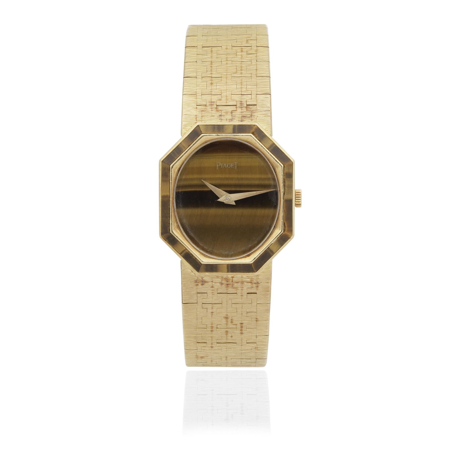 Piaget. A lady's 18K gold manual wind bracelet watch with tigers eye dial and bezel Ref: 9341 A6... (1 of 1)