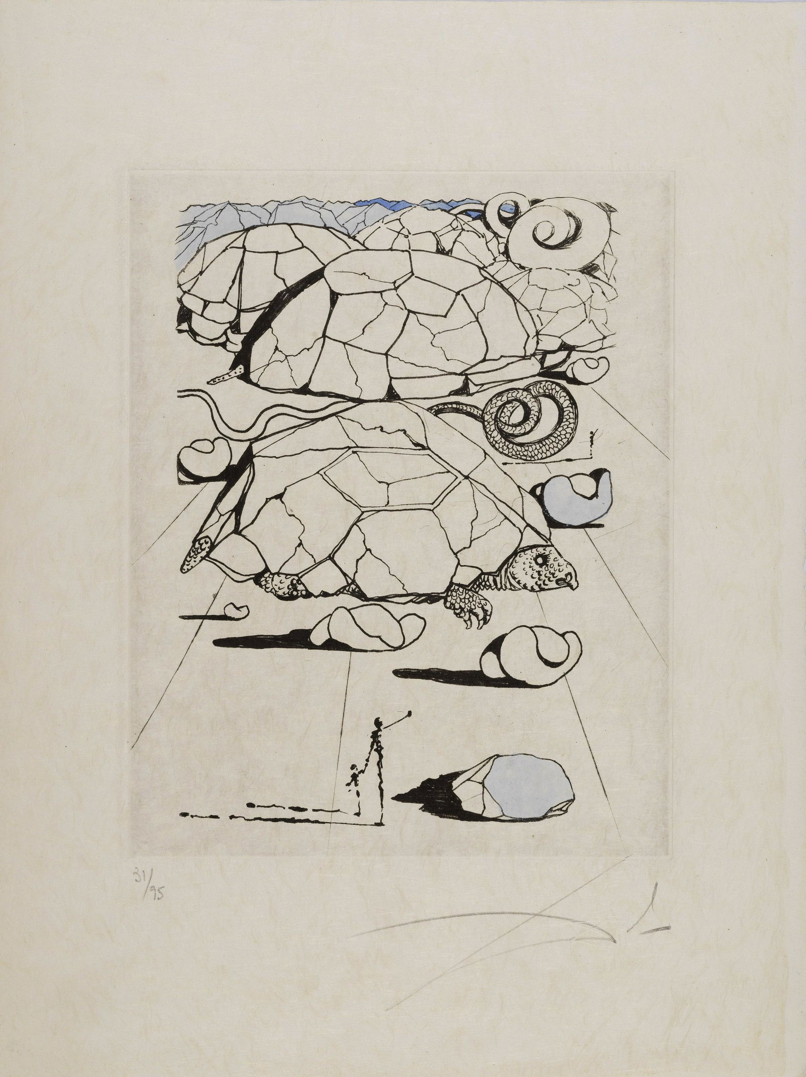 Salvador DALI (1904-1989) SANS TITRE  Eau-forte en noir rehaussée sur JaponSignée et n... (1 of 1)