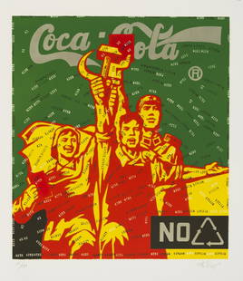 WANG GUANGYI (Né en 1957) GREAT CRITICISM: COCA COLA (GREEN), 2006 Lithographie en couleurs...: WANG GUANGYI (Né en 1957) GREAT CRITICISM: COCA COLA (GREEN), 2006 Lithographie en couleurs sur papier Signée et numérotée 181/199 88 x 78 cm