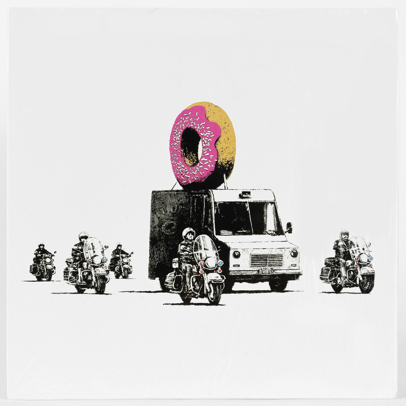 D'après BANKSY (Né en 1974) BOYS IN BLUE Impression offset sur pochette 33T et 33TEdit... (1 of 1)