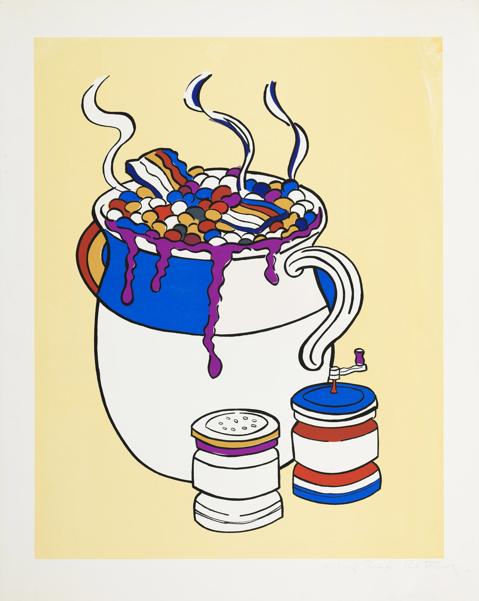 Robert STANLEY (1932-1997) BOSTON BEANS, 1988 Sérigraphie en couleurs sur vélin Epreuv...: Robert STANLEY (1932-1997) BOSTON BEANS, 1988 Sérigraphie en couleurs sur vélin Epreuve d'essai signée et annotée 'Working Proof' 113,7 x 91 cm Footnotes: Provenance: Succession de