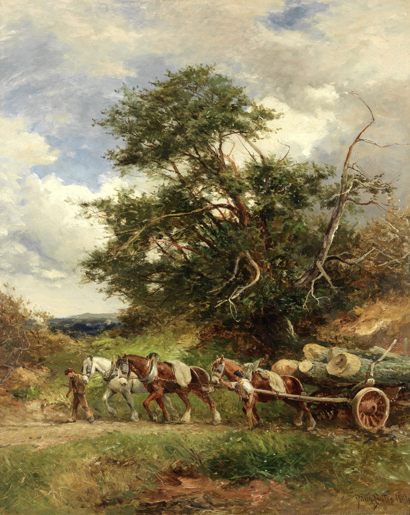 David Bates (British, 1840-1921) The timber wagon: David Bates (British, 1840-1921) The timber wagon signed and dated 'David Bates 1894' (lower right) oil on canvas 76.2 x 61cm (30 x 24in).
