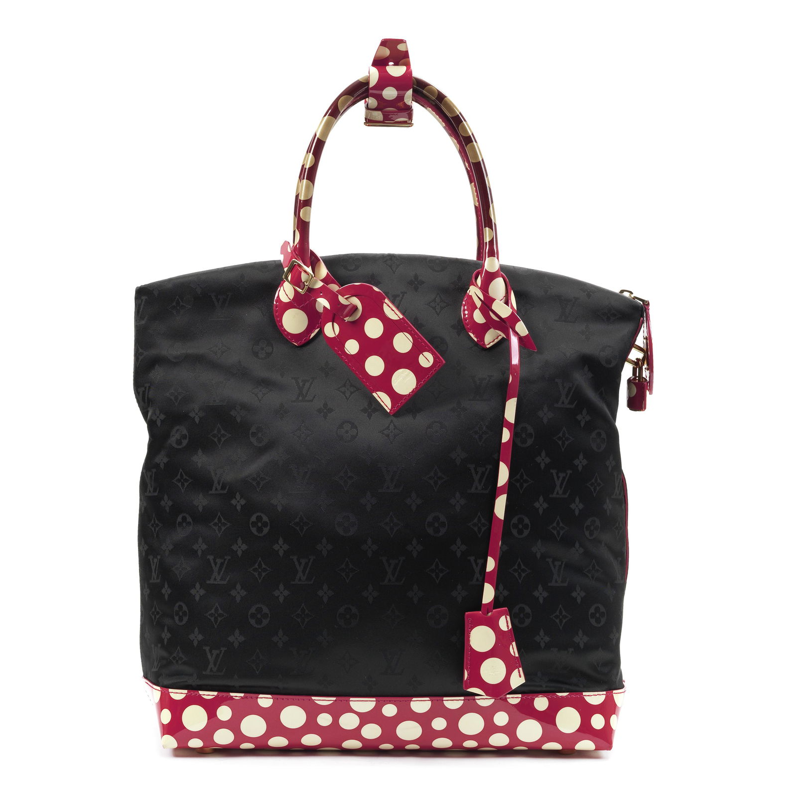 Louis Vuitton x Yayoi Kusama: a Black Monogram Infinity Dots Lockit Tote 2012 (includes padlock,... (1 of 1)