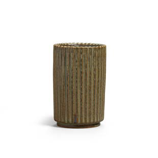 ARNE BANG (1901-1983) Vasecirca 1940glazed stoneware, signed with initials 'AB' and numbered '11...: ARNE BANG (1901-1983) Vase circa 1940 glazed stoneware, signed with initials 'AB' and numbered '117' on underside height 5in (13cm); diameter 3in (8cm)