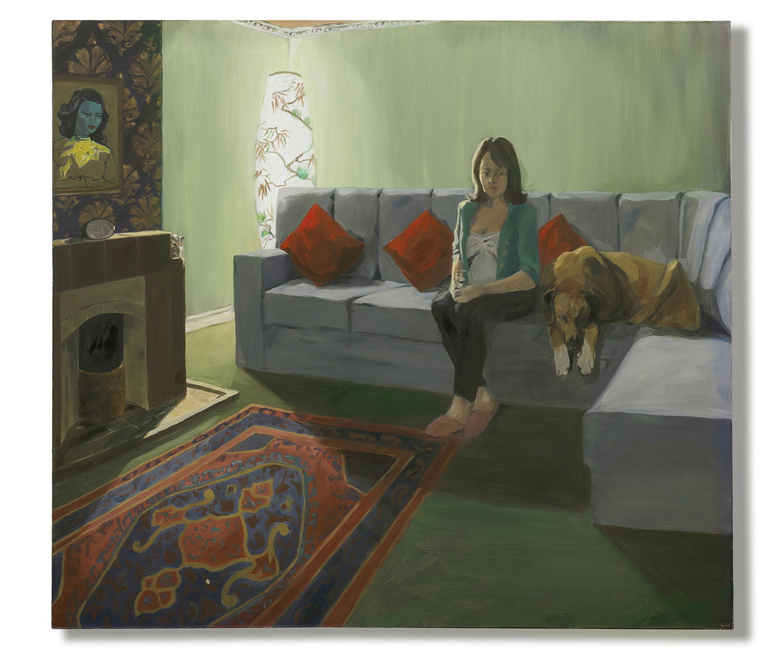 CAROLINE WALKER (B. 1982) A Taste of the Orient 2005: CAROLINE WALKER (B. 1982) A Taste of the Orient 2005 signed with the artist's initials; signed and titled on the overlap oil on canvas 122 by 137 cm. 48 1/16 by 53 15/16 in. This work was executed