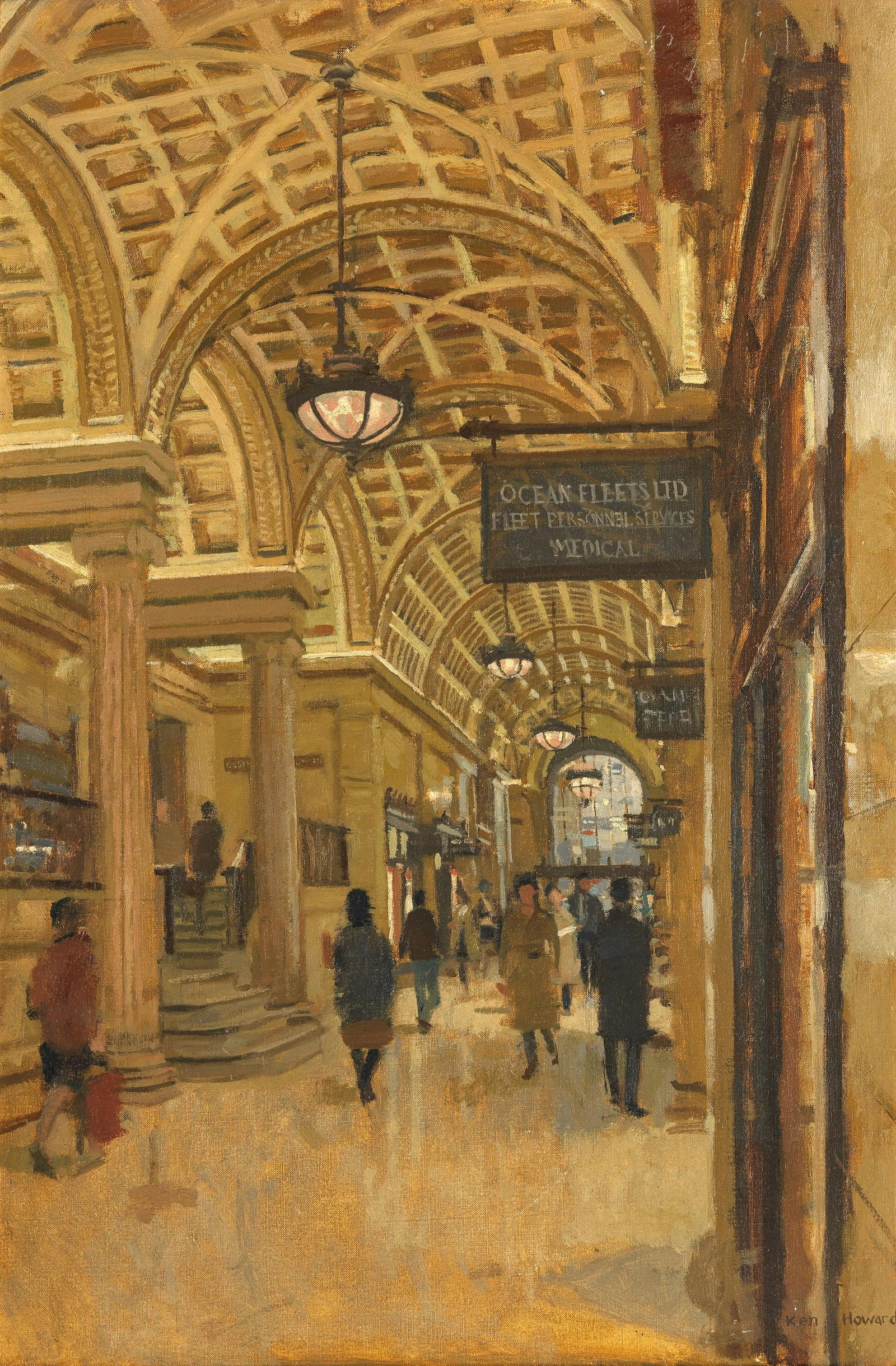 Ken Howard R.A. (British, 1932-2022) India Buildings, Water Street, Liverpool: Ken Howard R.A. (British, 1932-2022) India Buildings, Water Street, Liverpool signed 'Ken Howard' (lower right) oil on canvas 76 x 51cm (29 15/16 x 20 1/16in). Footnotes: Provenance