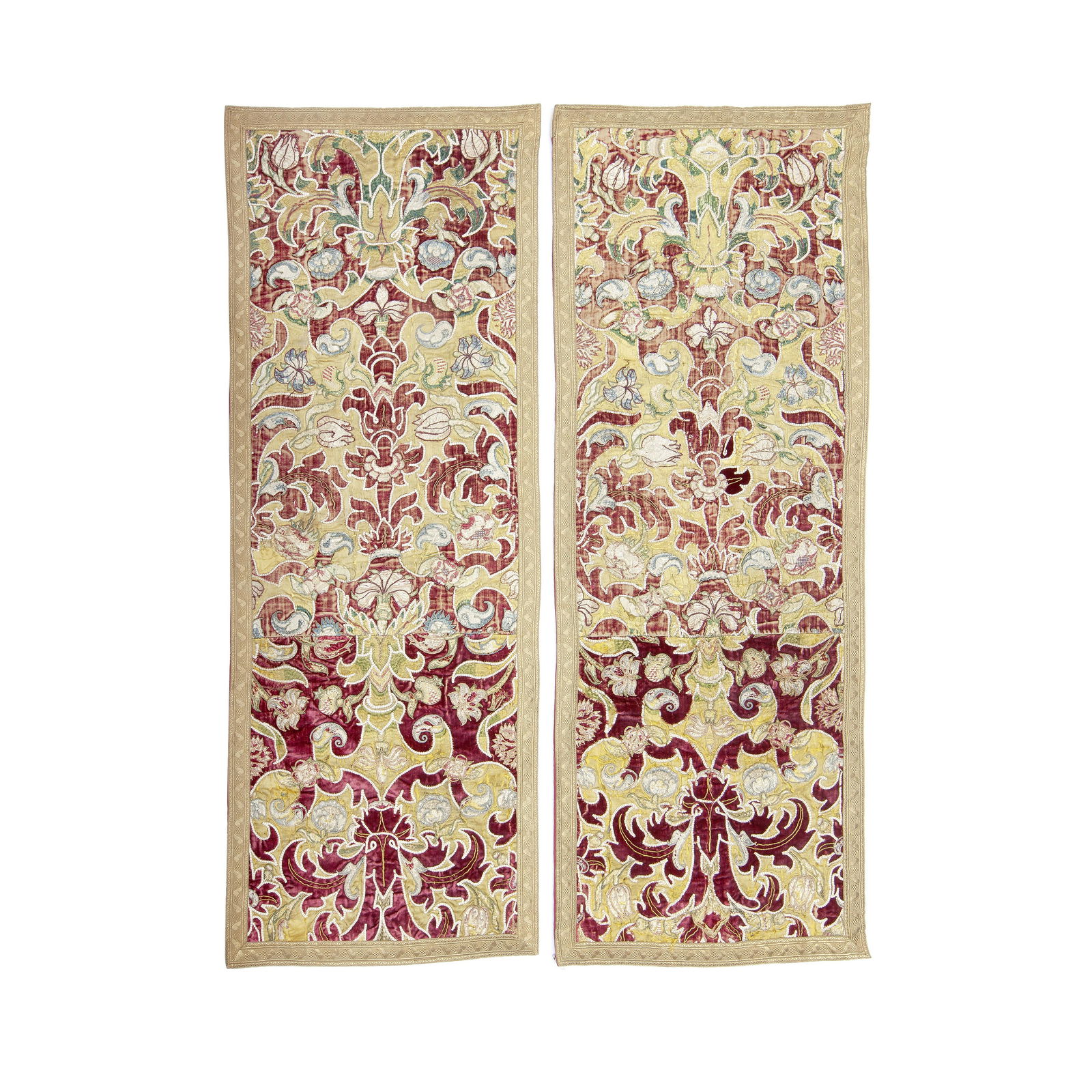 A pair of appliqué wall hangings Late 17th century, Italian or Spanish