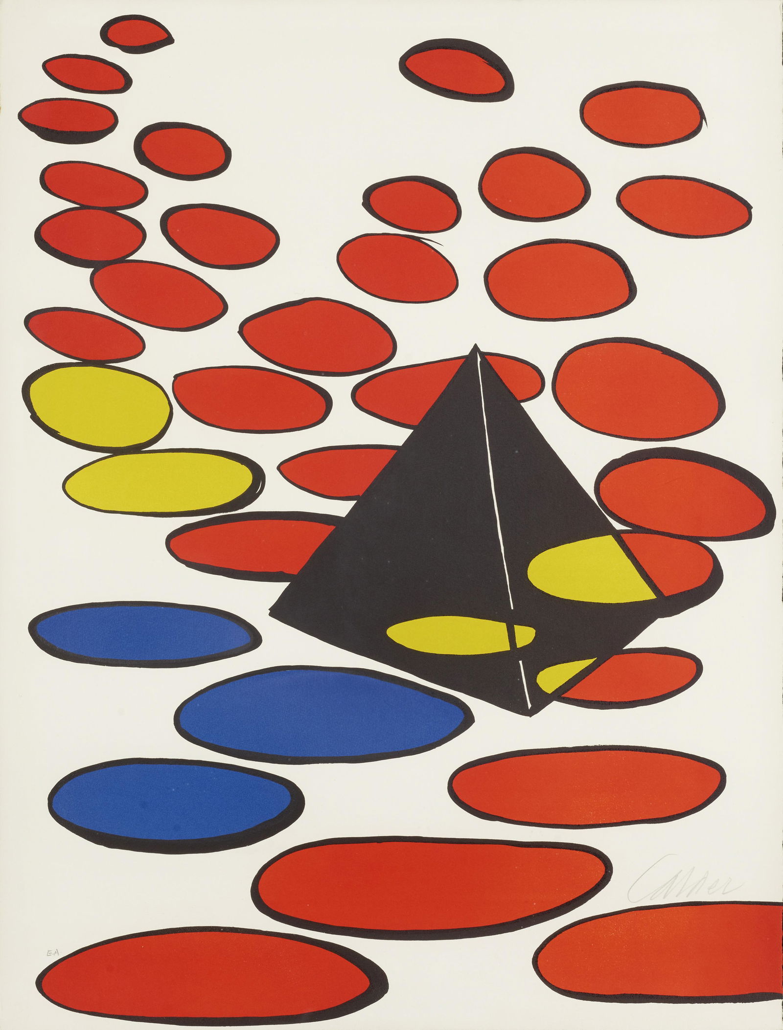 Alexander Calder (1898-1976); Black Pyramids with Circles; (1 of 1)