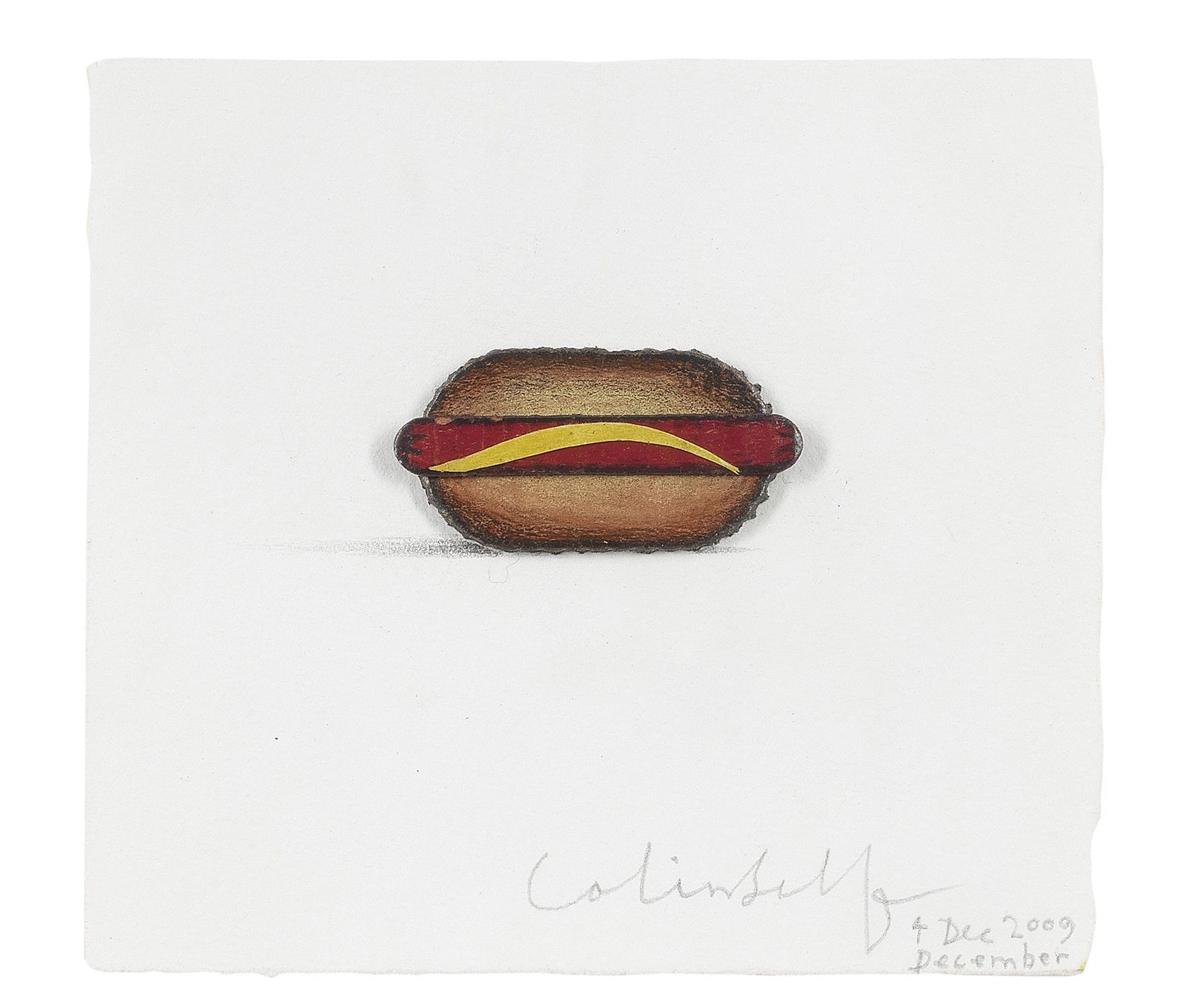 Colin Self (British, born 1941) Hot-Dog, 2009: Colin Self (British, born 1941) Hot-Dog, 2009 signed and dated 'Colin Self/4 Dec 2009/December' (lower right); further signed, titled, dated and inscribed '305 Colin Self/Hot-Dog/4th December 2009' (v
