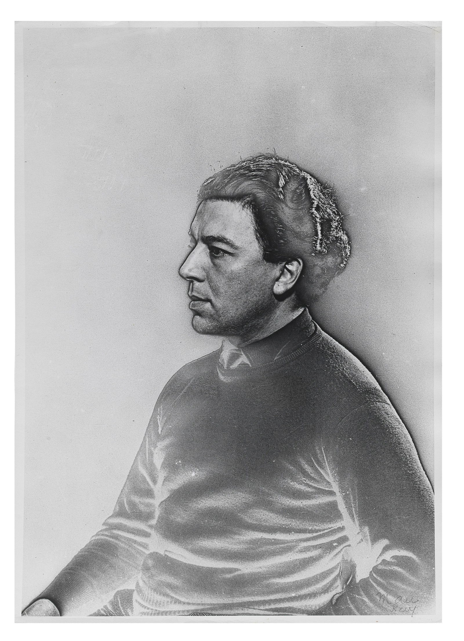 MAN RAY (1890-1976) Sans titre (André Breton): MAN RAY (1890-1976) Sans titre (André Breton) signé à l'encre sur l'image, cachet posthume du photographe (Manford M32) et cachet 'Man Ray / Tirage Original', signé à l'encre