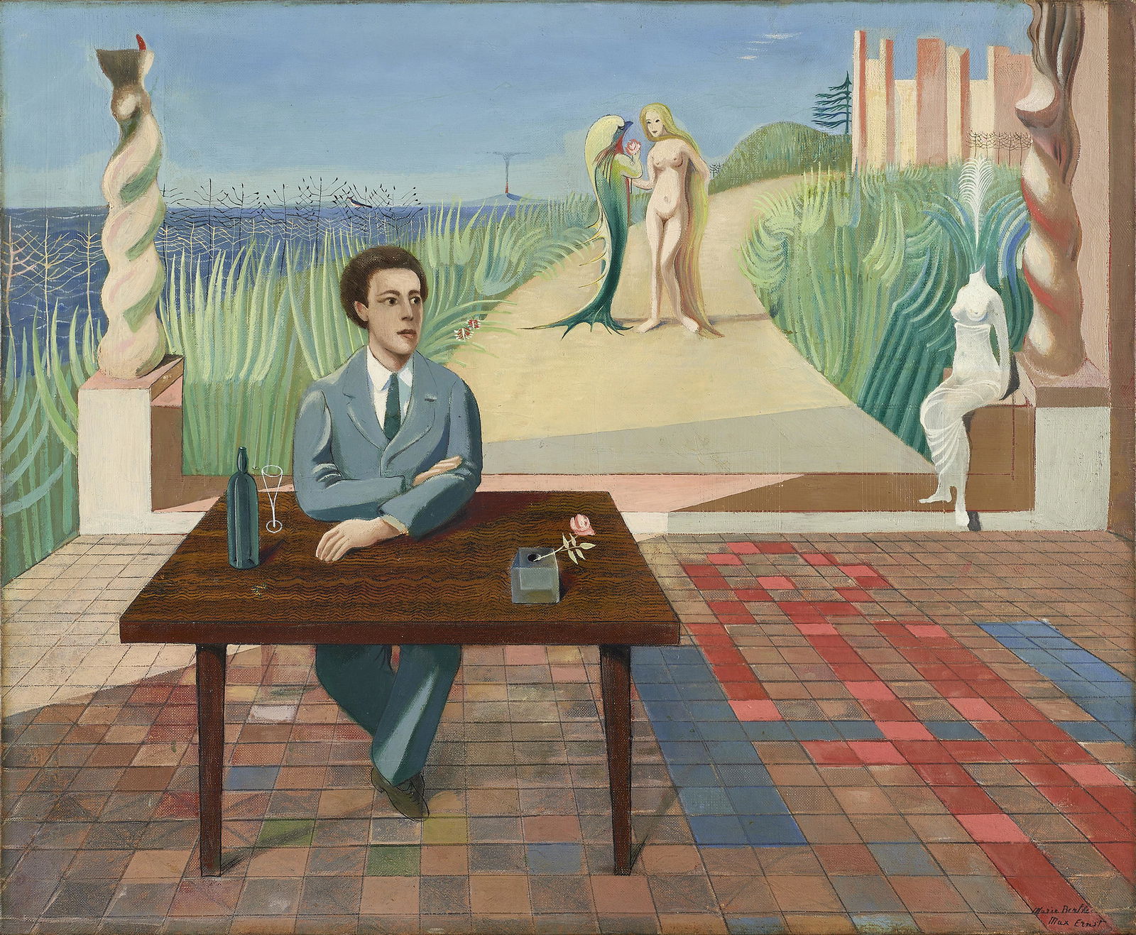 MAX ERNST (1891-1976) & MARIE-BERTHE AURENCHE (1906-1960) Portrait d'André Breton: MAX ERNST (1891-1976) & MARIE-BERTHE AURENCHE (1906-1960) Portrait d'André Breton signé 'Marie Berthe Max Ernst' (en bas à droite) huile sur toile Peint en 1930 signed 'Marie Berthe Max