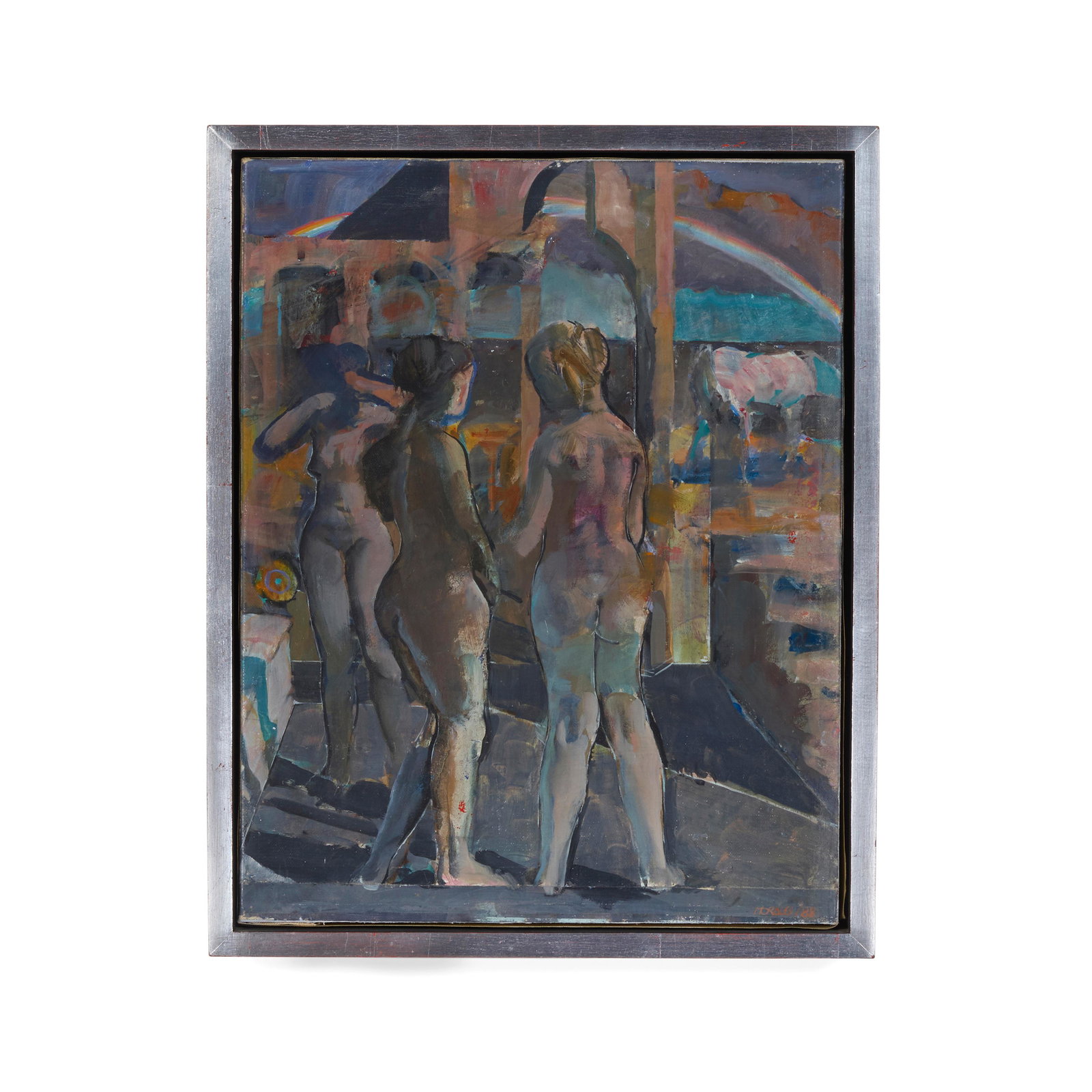 ARMANDO MORALES (1927-2011) Untitled (Three Nudes and a Horse)1988oil on canvas, signed and date...: ARMANDO MORALES (1927-2011) Untitled (Three Nudes and a Horse) 1988 oil on canvas, signed and dated 'MORALES/88' lower right 16 1/4 x 12 5/8in (41.3 x 32cm) Footnotes: Provenance Acquired directly fro