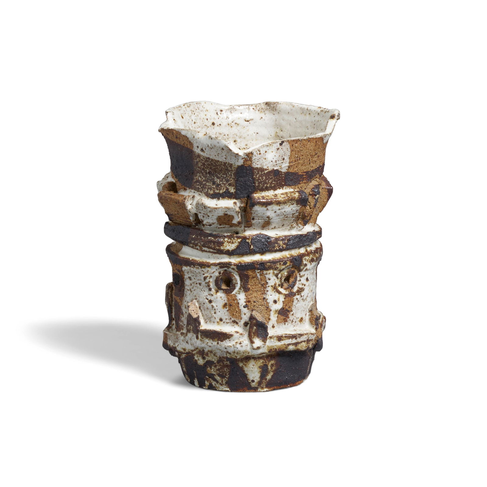 PETER VOULKOS (1924-2002) Vesselglazed stoneware, signed indistinctly on the undersideheight 6 1...: PETER VOULKOS (1924-2002) Vessel glazed stoneware, signed indistinctly on the underside height 6 1/4in (16cm); widest width 4 3/8in (11.1cm)