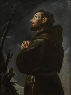 Pier Leone Ghezzi (Rome 1674-1755) Saint Nicholas of Tolentino; and Saint Francis of Assisi (2): Pier Leone Ghezzi (Rome 1674-1755)Saint Nicholas of Tolentino; and Saint Francis of Assisi a pair, oil on canvas, the former unlined108.3 x 80.7cm (42 5/8 x 31 3/4in). (2)Footnotes:ProvenanceThe