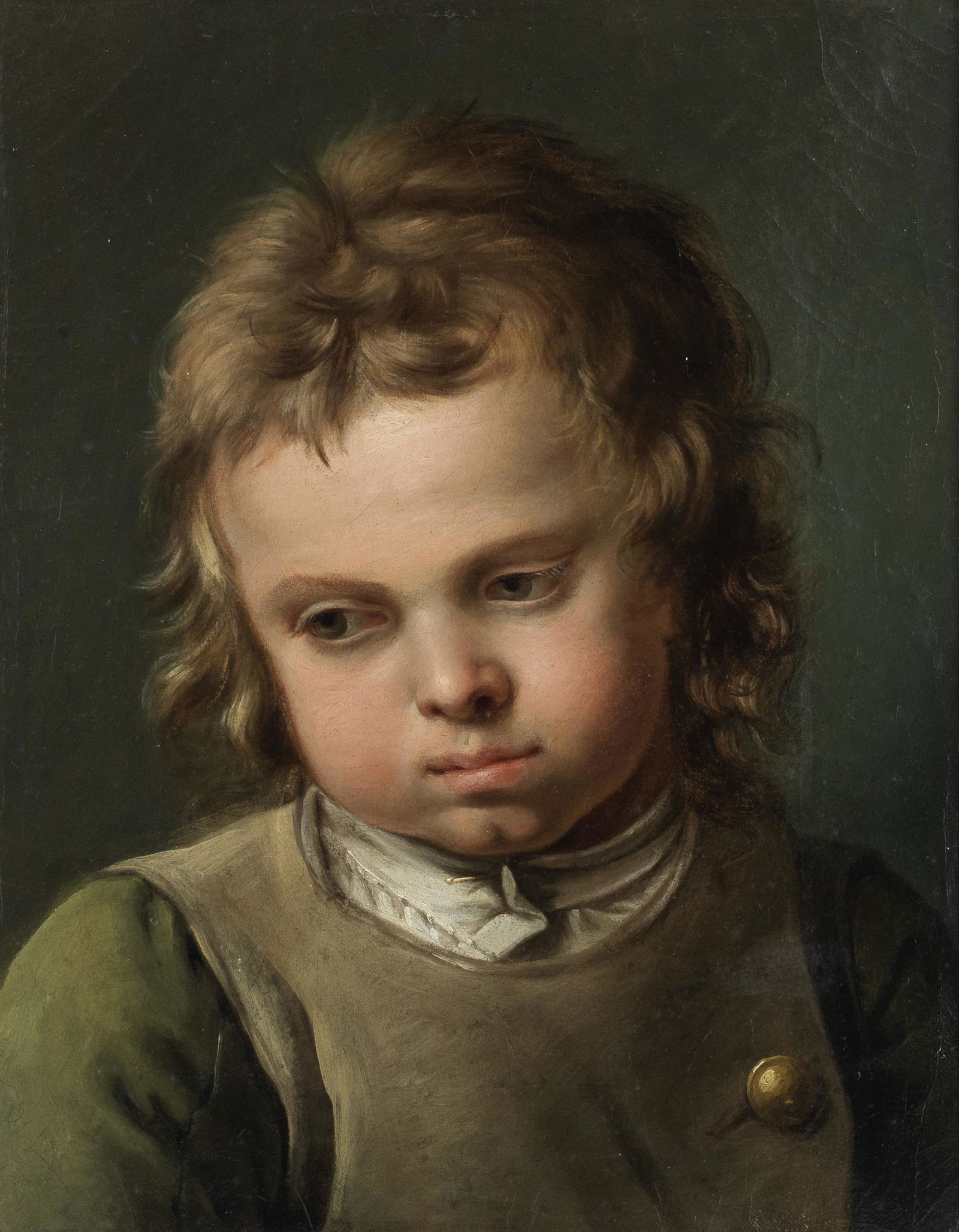 Circle of Nicolas-Bernard Lepicie (Paris 1735-1784) Study of a small boy, bust-length, in a grey...: Circle of Nicolas-Bernard Lepicie (Paris 1735-1784) Study of a small boy, bust-length, in a grey smock oil on canvas, unlined 40 x 32.5cm (15 3/4 x 12 13/16in). Footnotes: Provenance Sale,