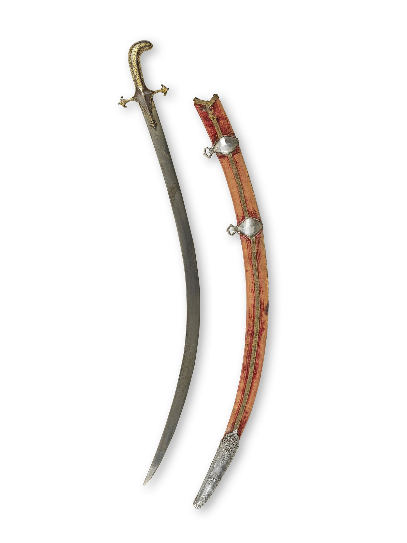 Epée en acier à poignée à décor koftgari or (shamshir), Inde du Nord XI... (1 of 1)