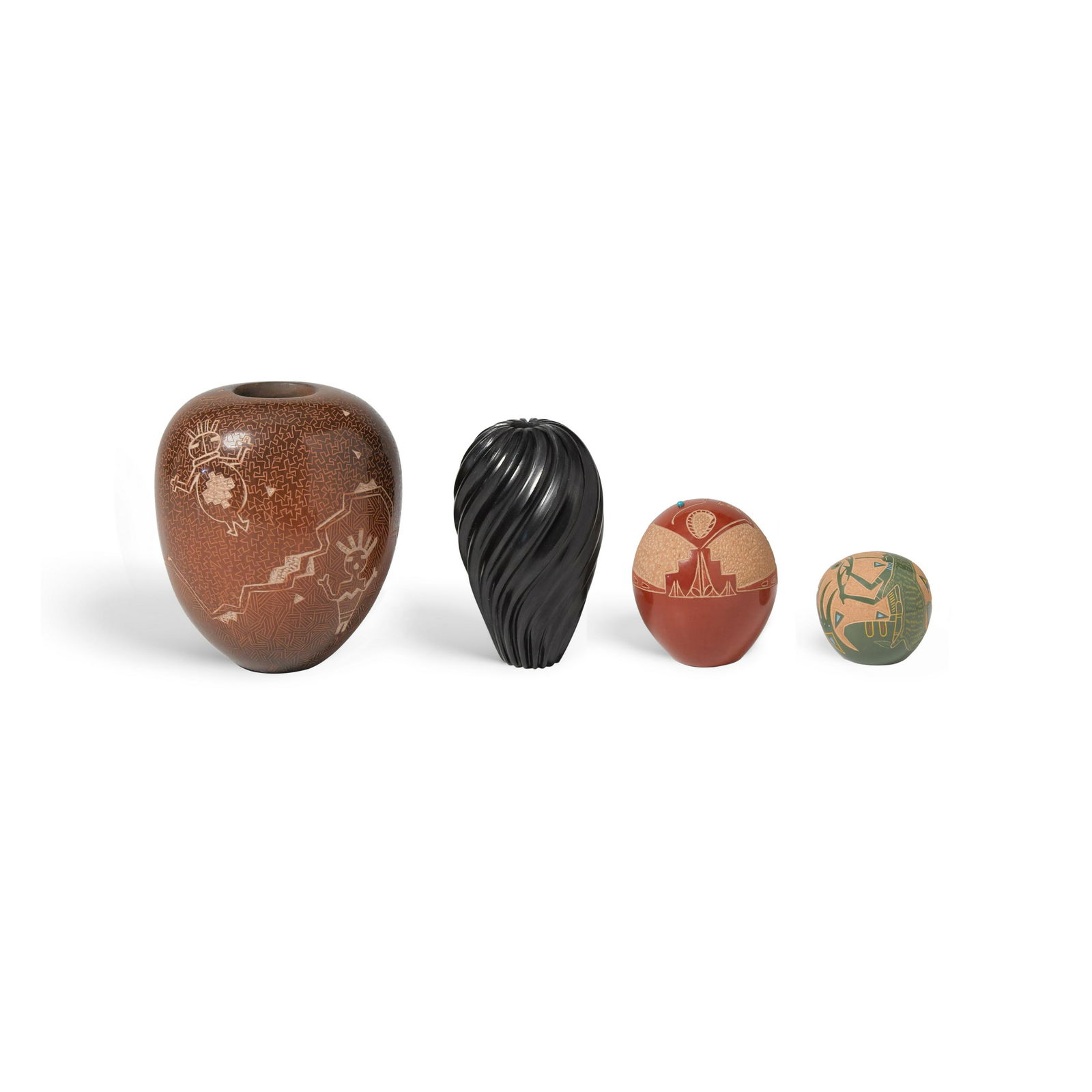 Four Santa Clara pottery miniatures (1 of 2)