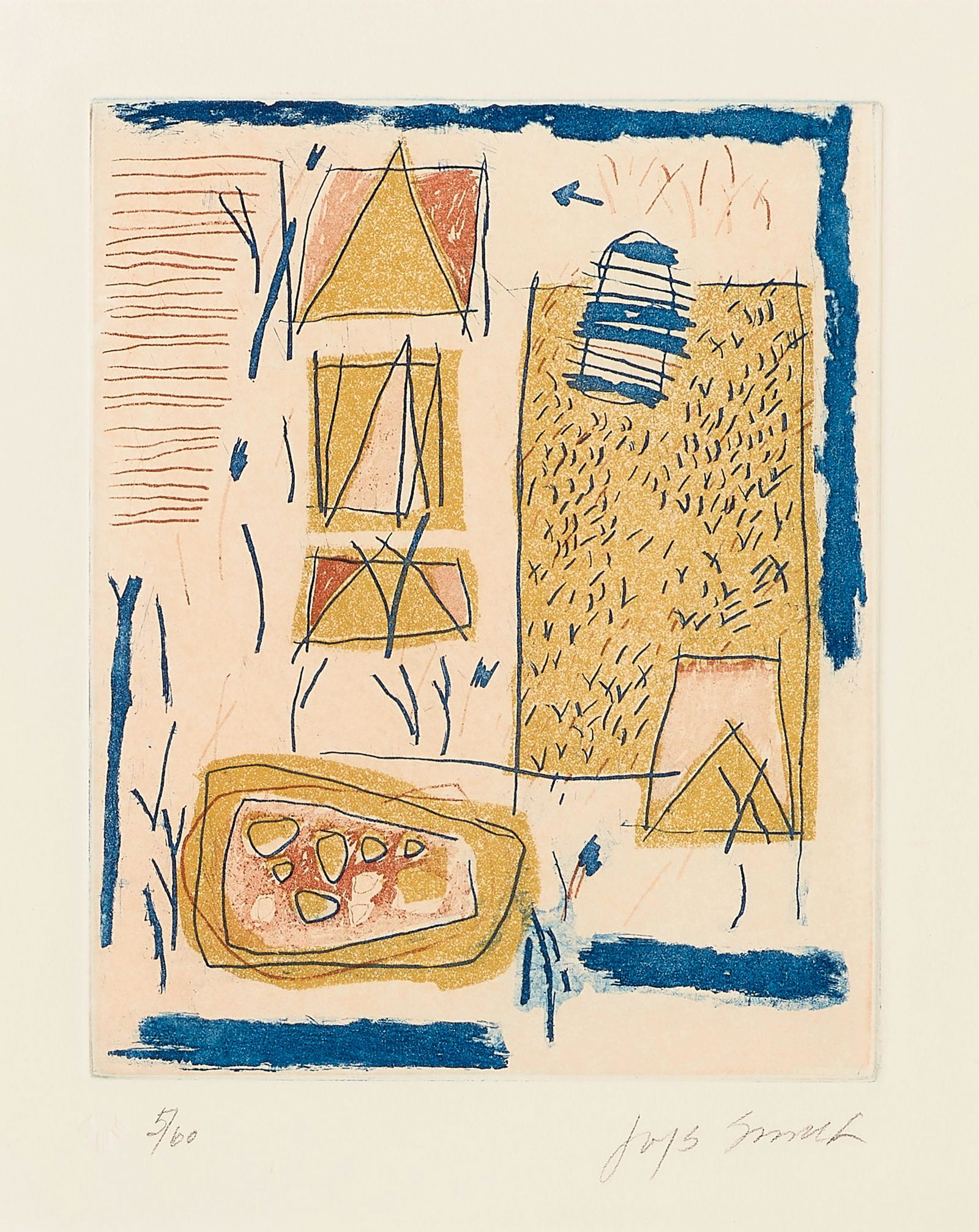 A Jaune Quick-to-See Smith, etching and aquatint on paper, 'Hunter of Hungry Horse,' 1979 (1 of 2)