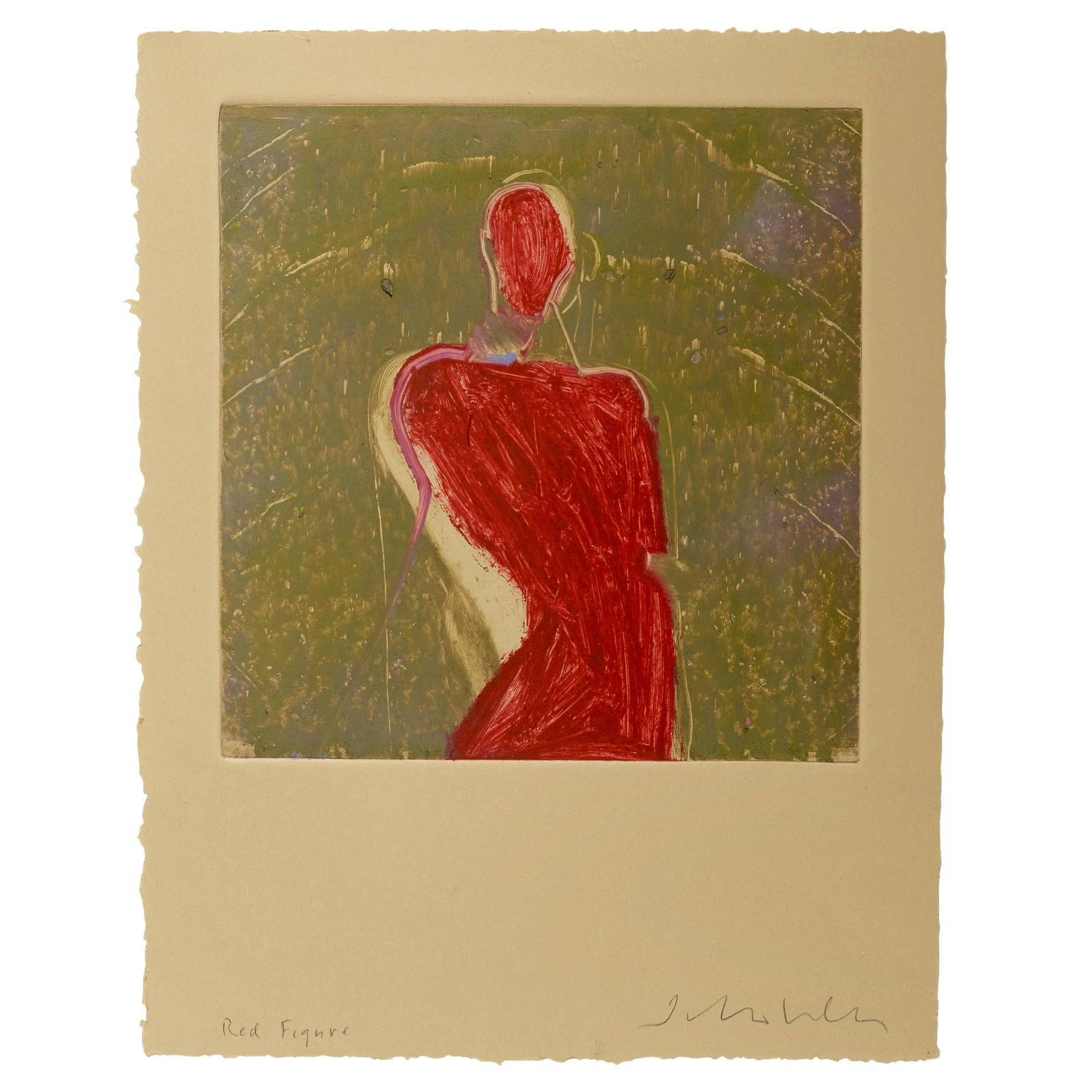 A Fritz Scholder monotype, 'Red Figure,' 1988 (1 of 2)