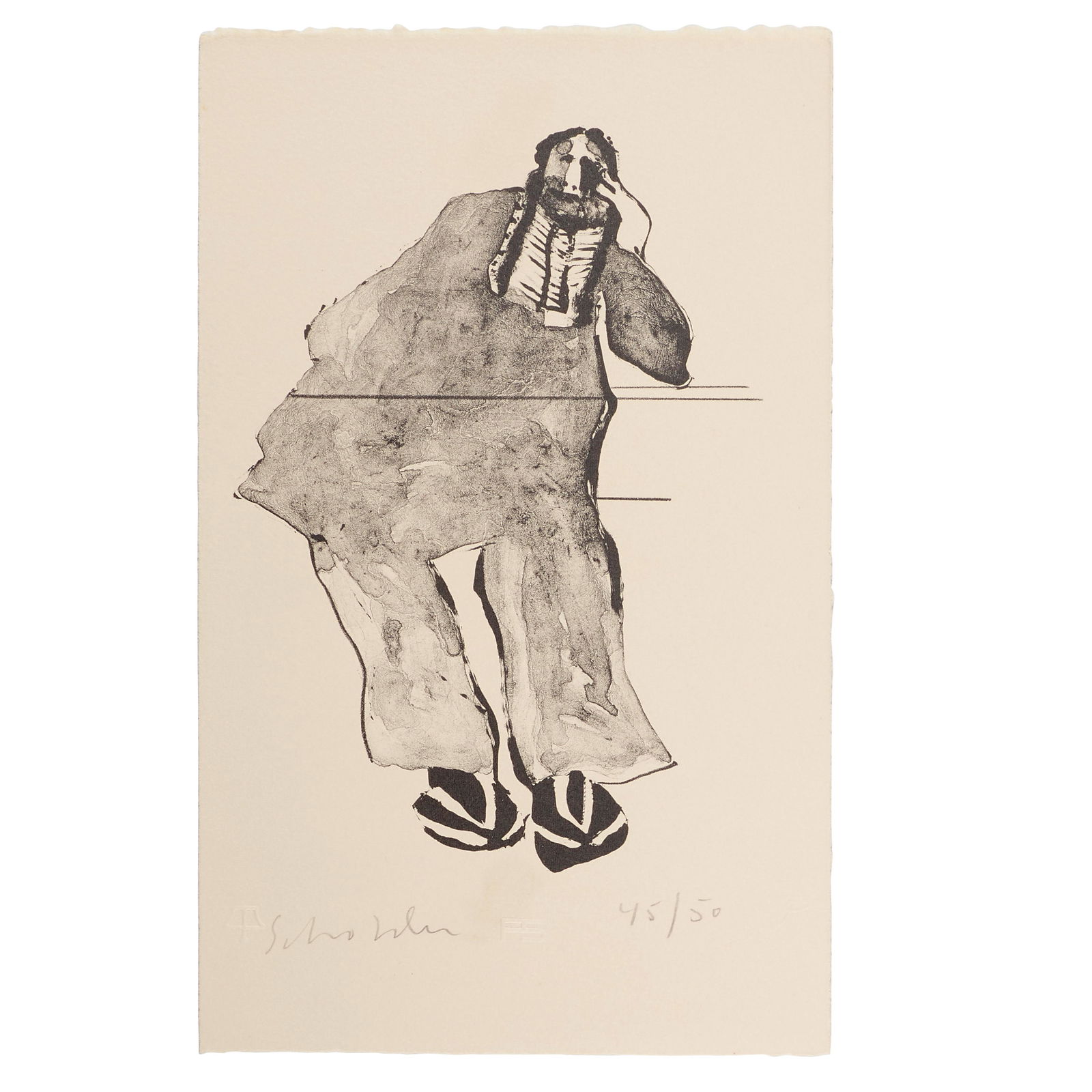 A Fritz Scholder lithograph, 'Tired Indian,' 1971 (1 of 2)