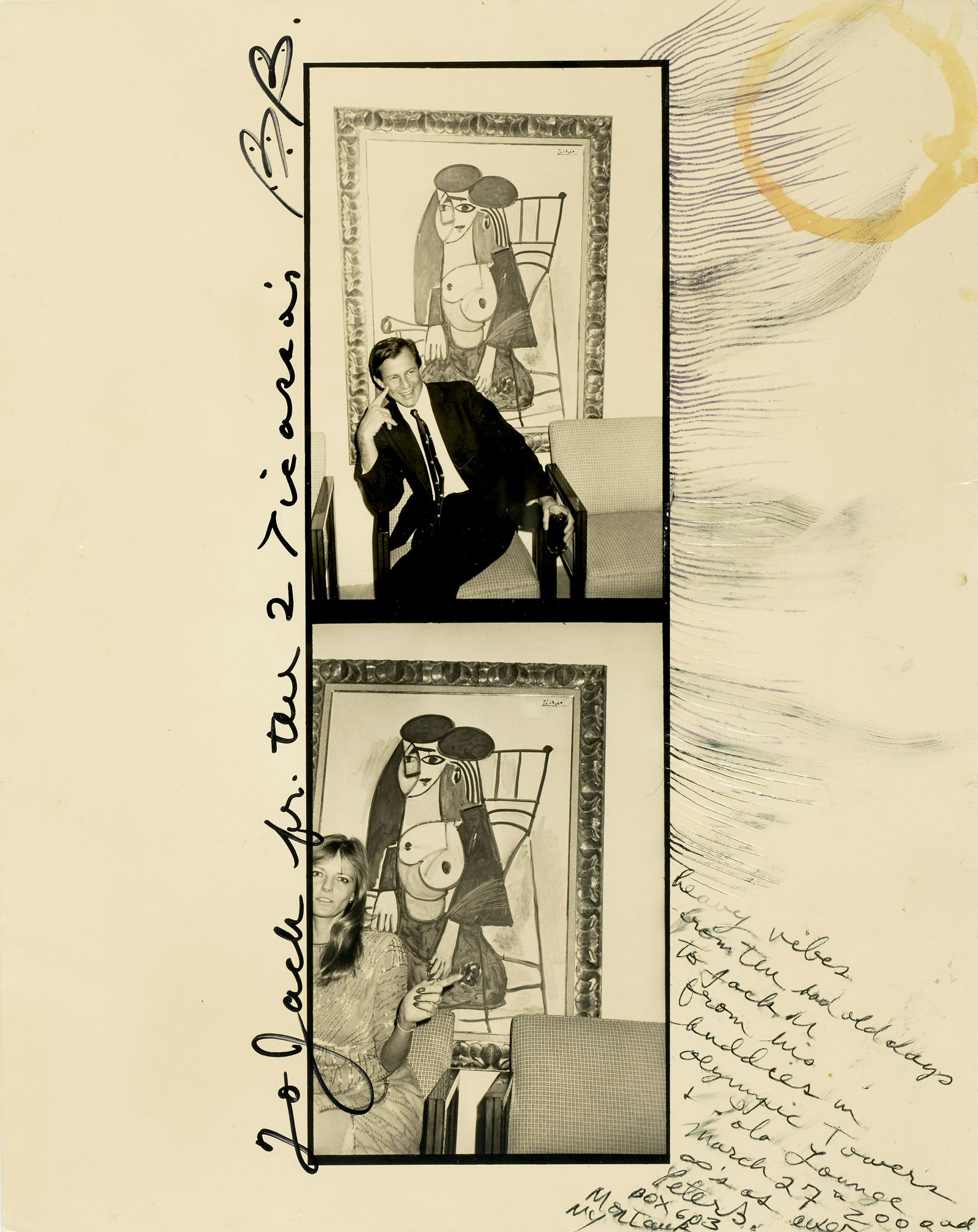 Peter Beard (1938-2020); Untitled ('Two Picassos');: Peter Beard (1938-2020) Untitled ('Two Picassos'), 1980s Gelatin silver print, printed no later than 2000; signed, dated, and annotated in black ink in the margin. 10 x 8 in. (25.5 x 20.8 cm.) Footno
