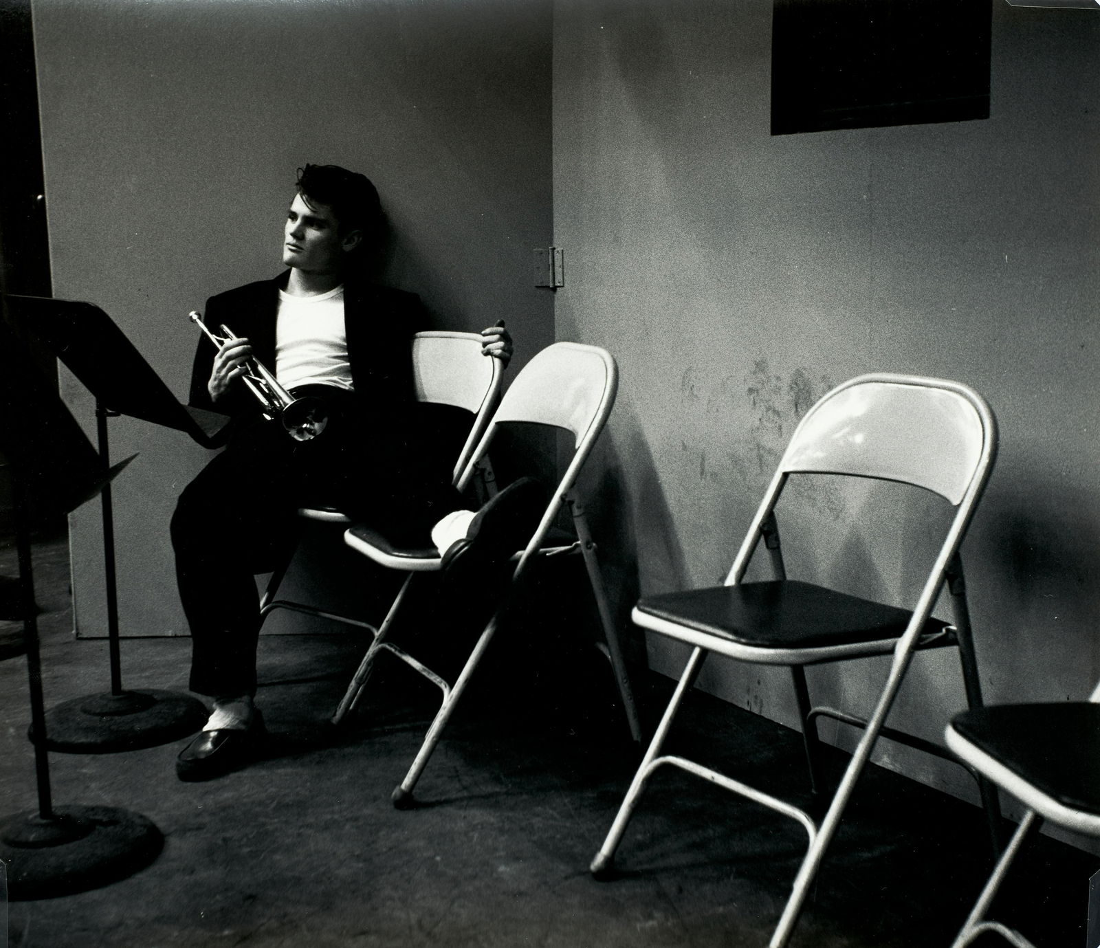 Bob Willoughby (1927-2007); Chet Baker;: Bob Willoughby (1927-2007) Chet Baker, 1953 Gelatin silver print; the artist's copyright credit limitation stamps on the verso. 9 x 10 in. (23.1 x 25.4 cm.) Footnotes: Provenance Acquired direc