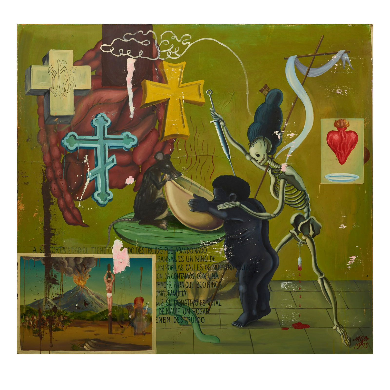 MANUEL OCAMPO (B. 1965) Untitled, 1995: MANUEL OCAMPO (B. 1965) Untitled, 1995 signed with the artist's initials and dated 'mjo 1995' (lower right); signed, titled and dated again 'UNTITLED Manuel Jonas Ocampo 1995' (on the reverse) oil on