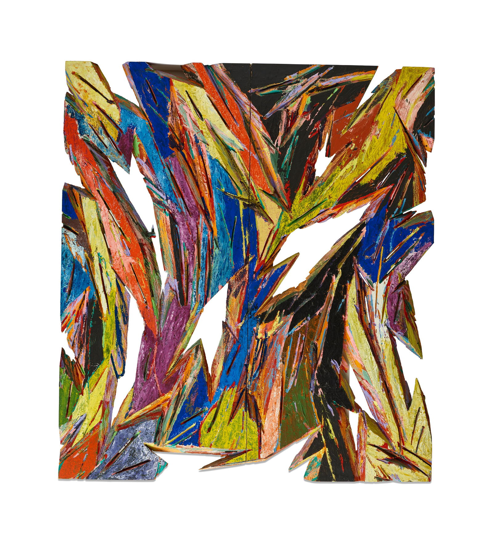 CHARLES ARNOLDI (B. 1946) Sister Fletcher, 1986: CHARLES ARNOLDI (B. 1946) Sister Fletcher, 1986 signed and dated 'ARNOLDI 1986' (on the reverse) acrylic on plywood, diptych each panel: 92 x 41 x 3 in. (233.7 x 104.2 x 7.6 cm.) overall: 92 x 82 x 3