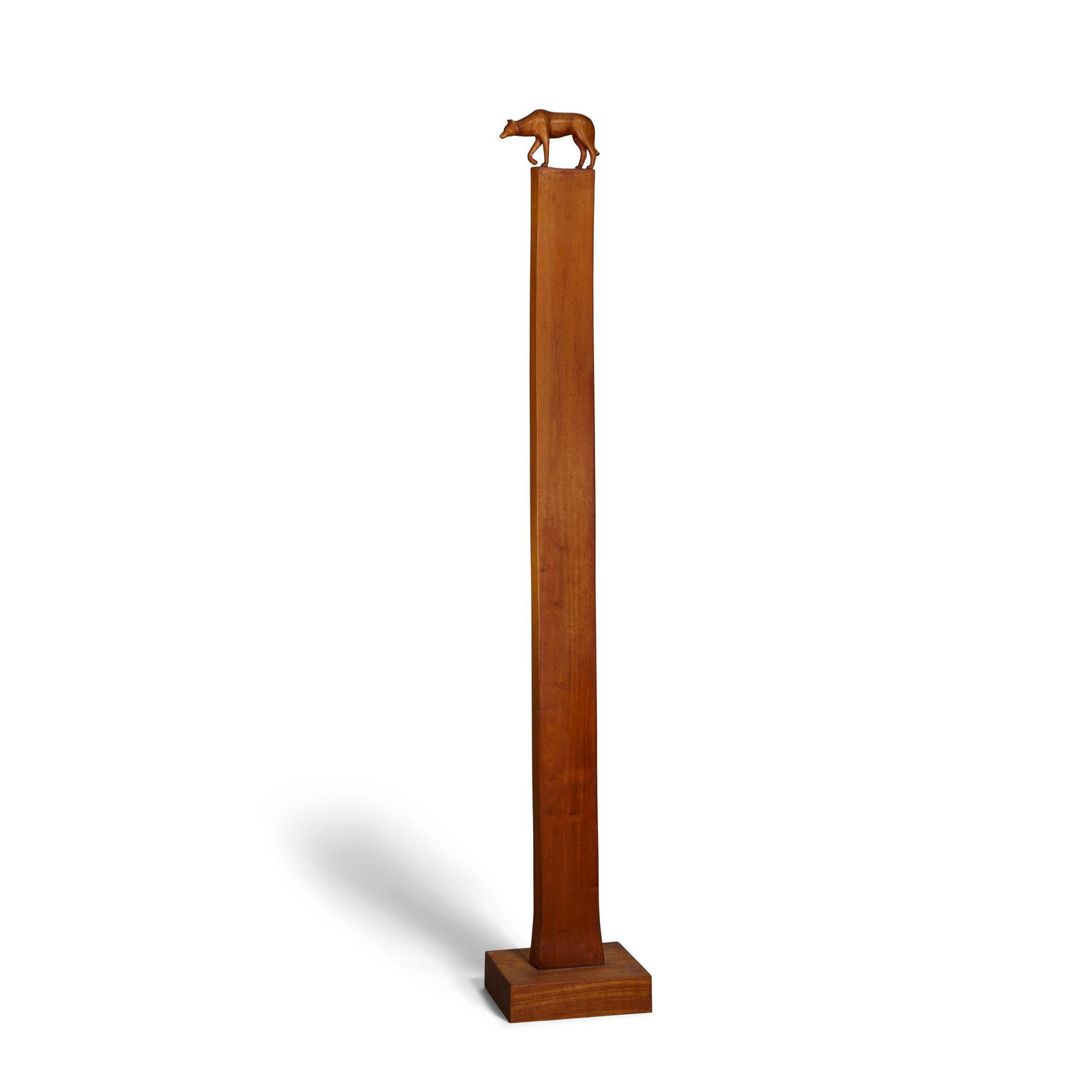 GWYNN MURRILL (B. 1942) Wolf II, 1975: GWYNN MURRILL (B. 1942) Wolf II, 1975 signed and dated 'G. Murrill 1975' (on the base) carved wood on wooden base 69 x 9 3/8 x 11 1/8 in. (with base) 175.3 x 23.6 x 28.3 cm. (with base) Footnotes: