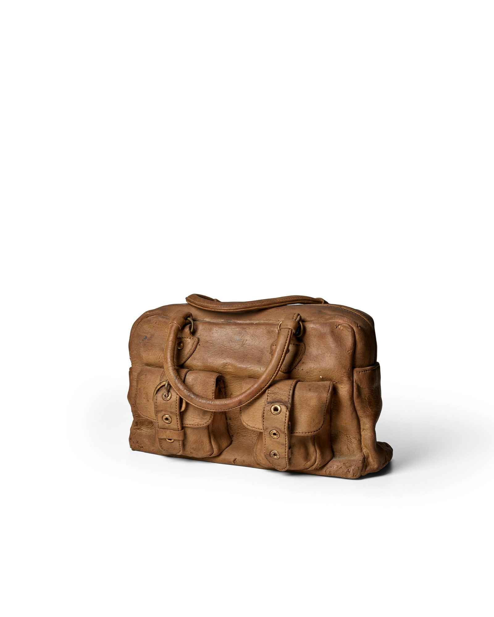 MARILYN LEVINE (1933-2005) Zipperbag with Pockets, 1975: MARILYN LEVINE (1933-2005) Zipperbag with Pockets, 1975 stamped 'LEVINE' (on the left side); signed and dated 'Levine 1975' (on the underside) terracotta 9 3/4 x 15 5/8 x 9 in. 24.8 x 40 x 23 cm. Foot