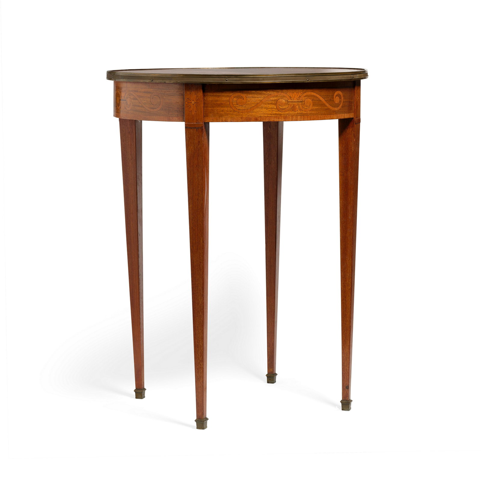 A FRENCH BRASS MOUNTED MARQUETRY, FRUITWOOD AND MAHOGANY OCCASIONAL TABLEEarly 20th century (1 of 1)