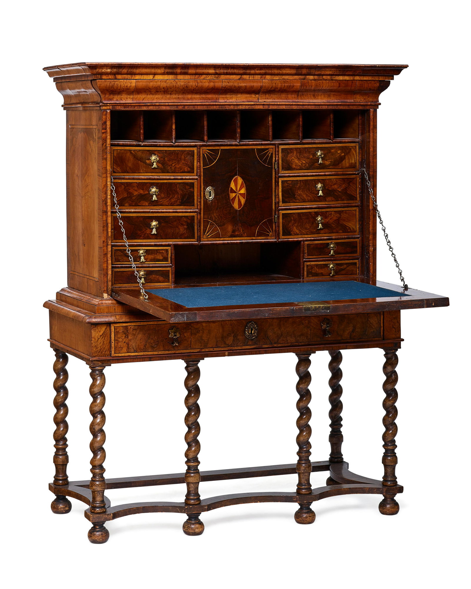 A WILLIAM & MARY INLAID WALNUT CHEST ON STAND18th century and later (1 of 2)