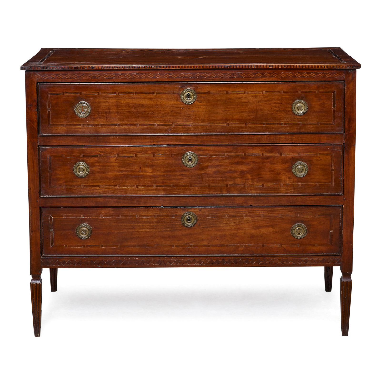 AN ITALIAN NEOCLASSICAL INLAID WALNUT COMMODELate 18th/early 19th century (1 of 2)