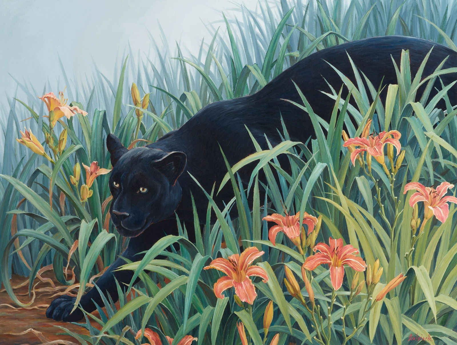 Antoinette Von Grone (born 1954) The panther 32 x 42in (81.3 x 106.7cm) unframed (1 of 2)