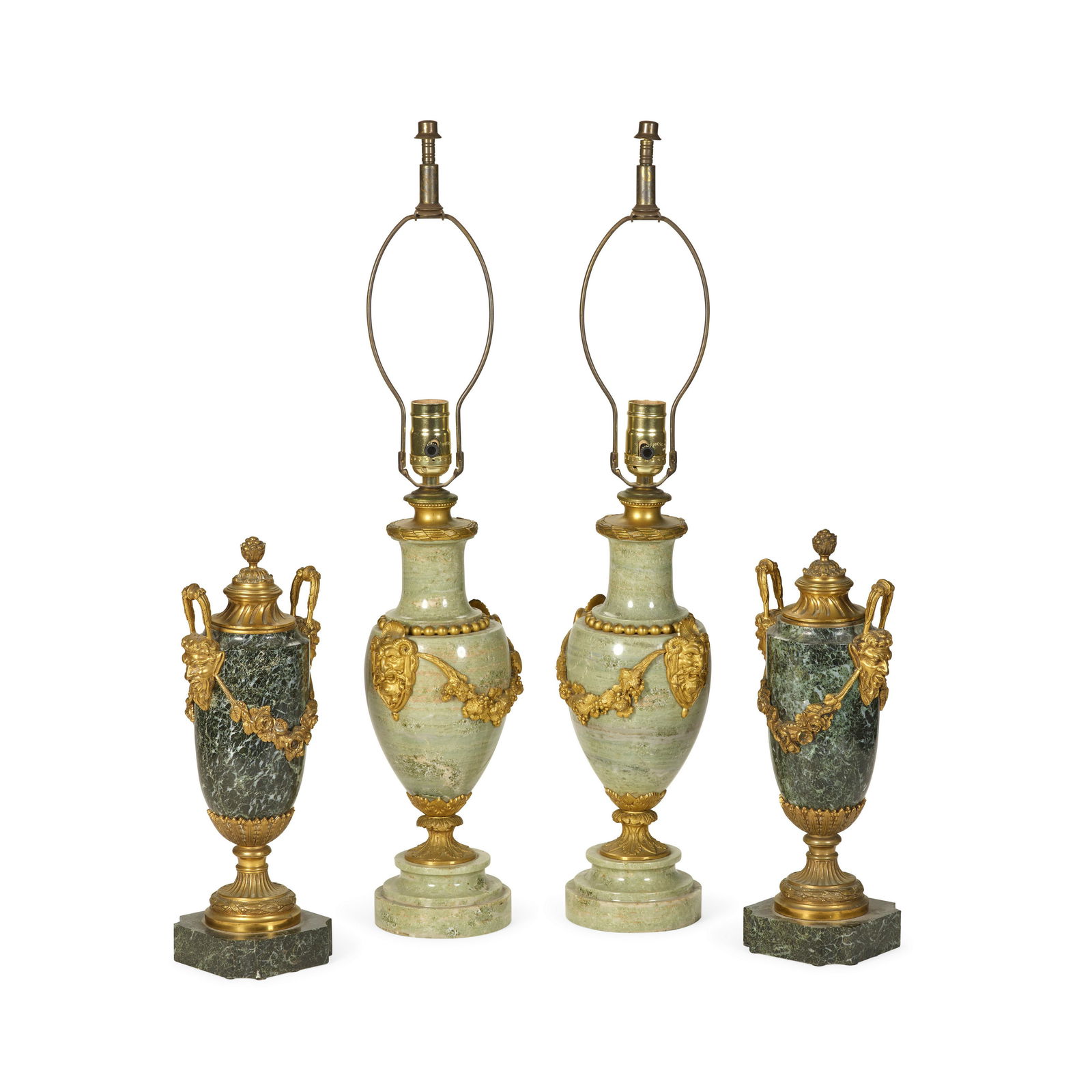 TWO PAIRS OF NEOCLASSICAL STYLE GILT BRONZE MOUNTED MARBLE URNS20th century (1 of 1)