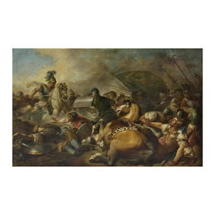 Cercle de Charles-André, dit Carle van Loo (Nice 1705-1765 Paris) Scène de bataille, p...: Cercle de Charles-André, dit Carle van Loo (Nice 1705-1765 Paris) Scène de bataille, probablement Alexandre et Porus Circle of Charles-André, called Carle van Loo (Nice 1705-1765 Paris)